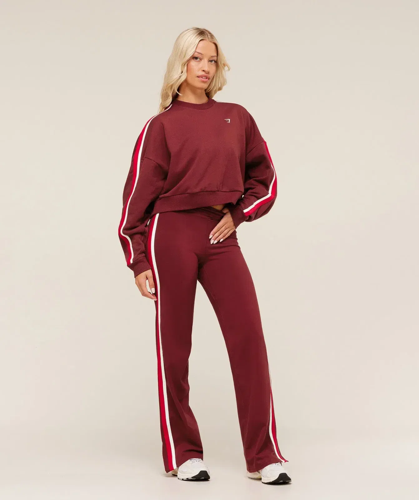 Gymshark Piping Wide Leg Pant - Sets Red/Carmine Red/Soft White