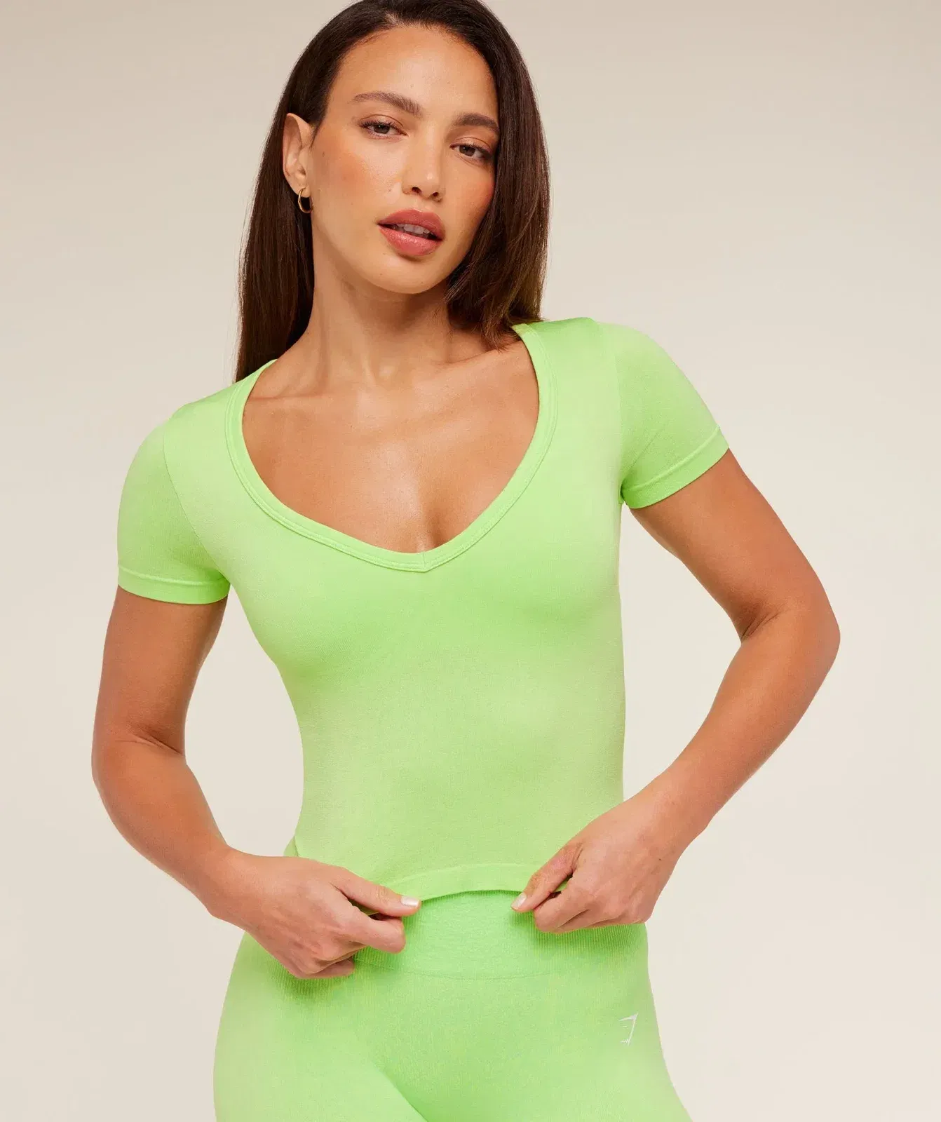 Gymshark Adapt Animal X Whitney Short Sleeve Top - Energy Gelato Green /  Sorbet Yellow