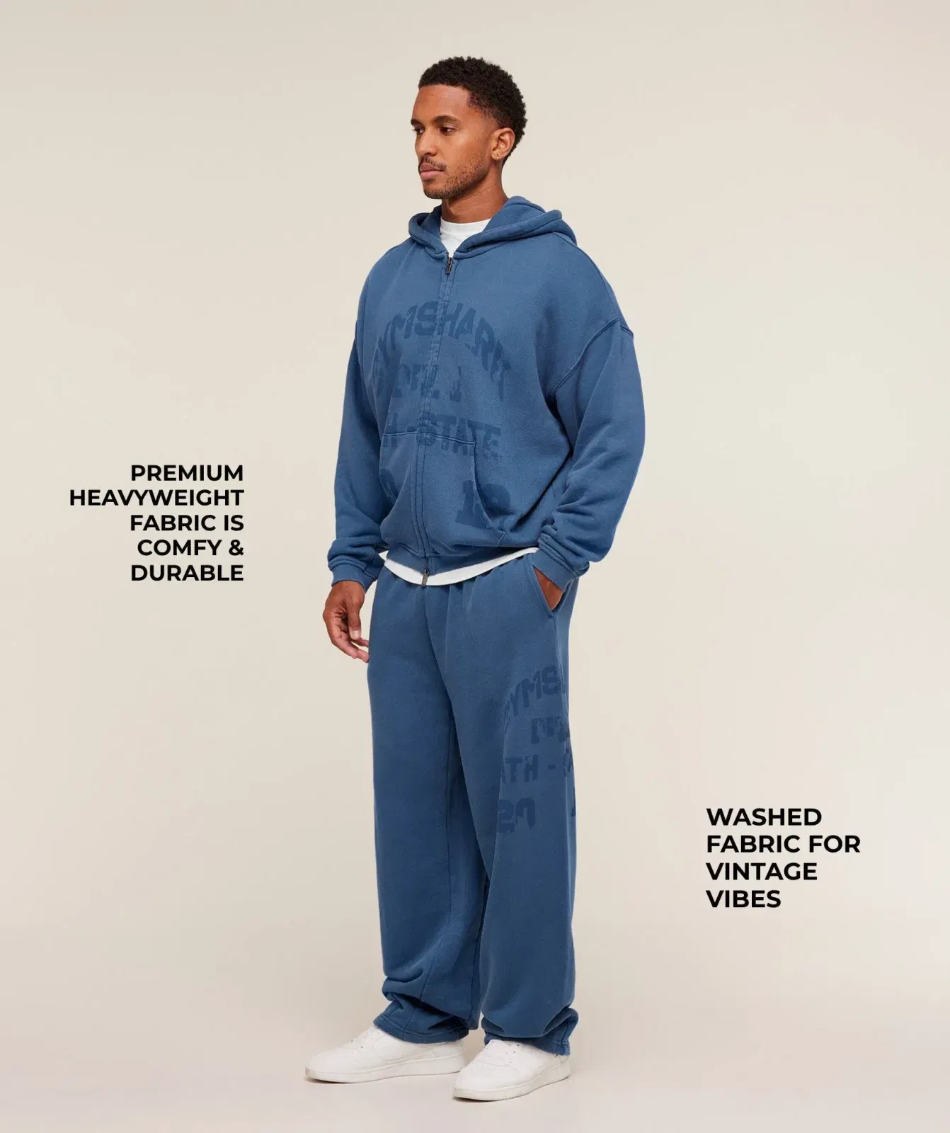 Gymshark Collegiate Washed Wide Leg Jogger - Compound Blue