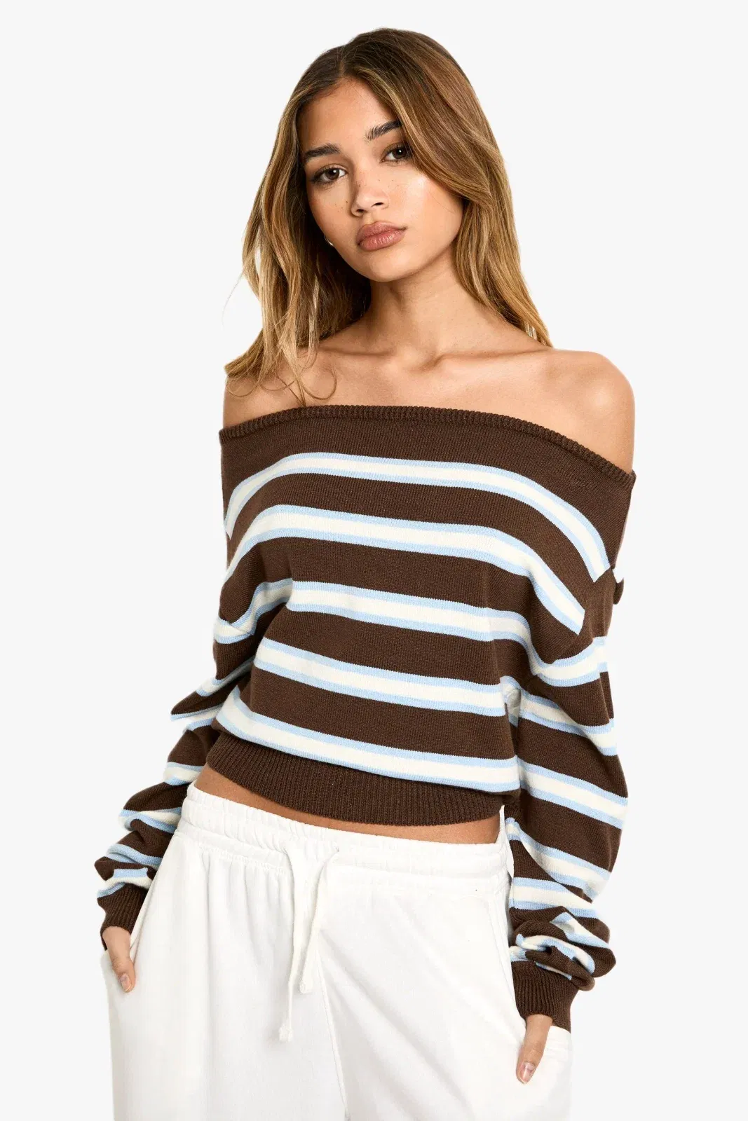 Slouchy Knit Off The Shoulder Jumper