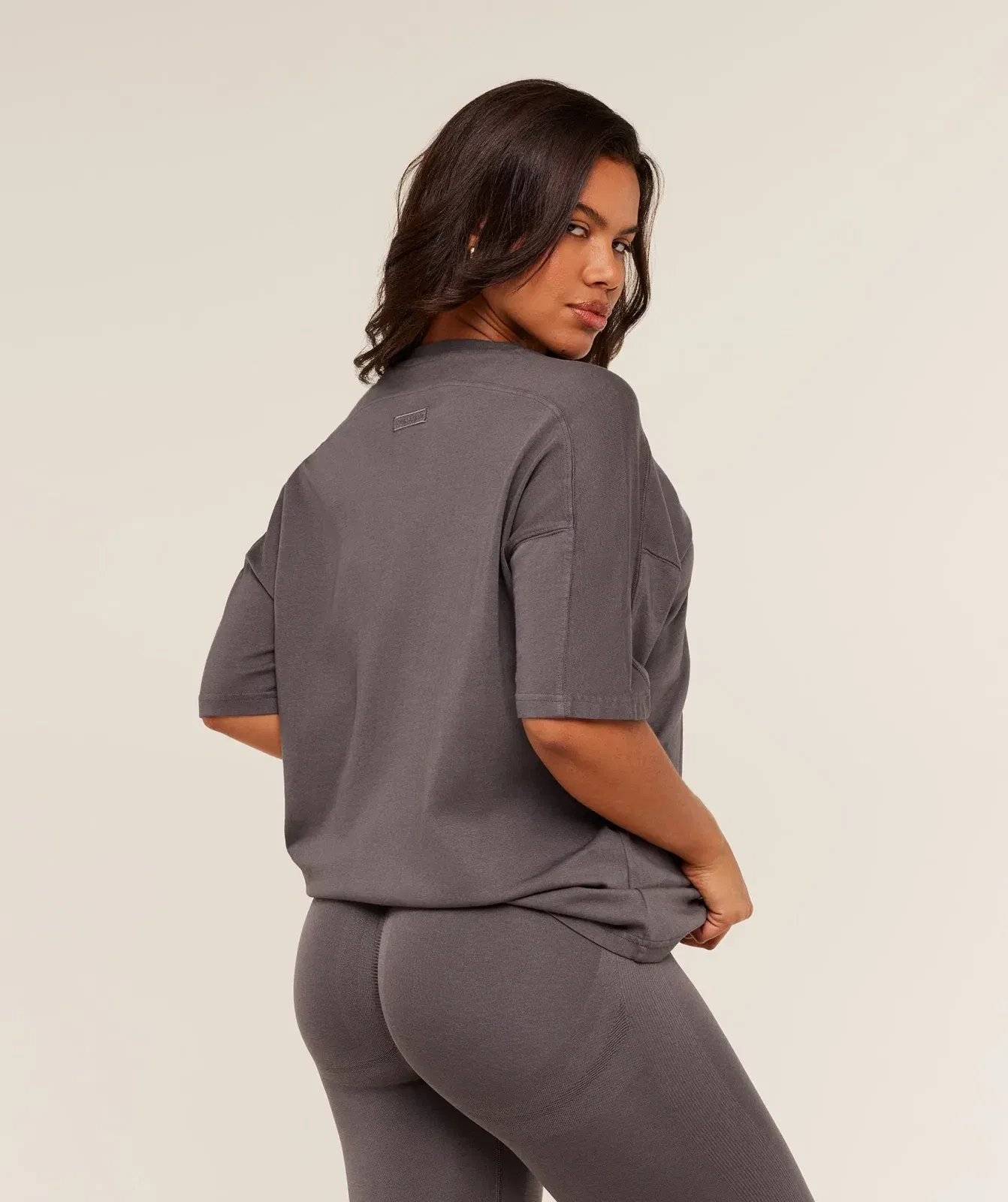 Gymshark Pump Cover Structured Fleece Top - GS Cool Brown/WASH