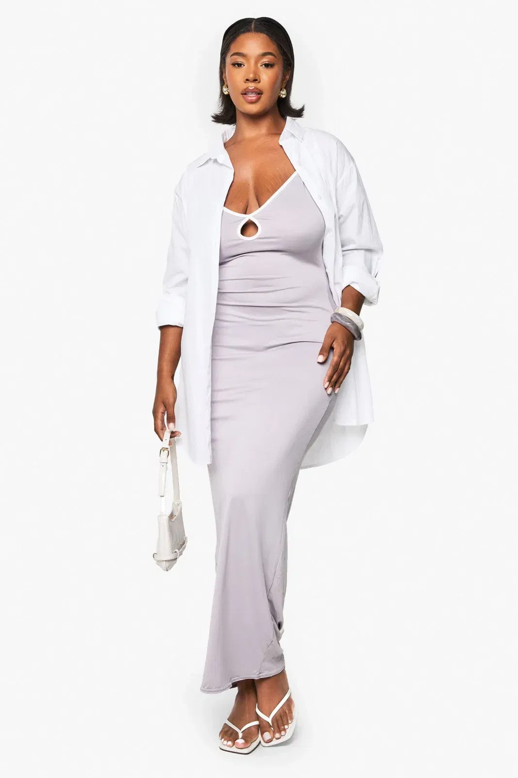 Plus Super Soft Contrast Keyhole Maxi Dress