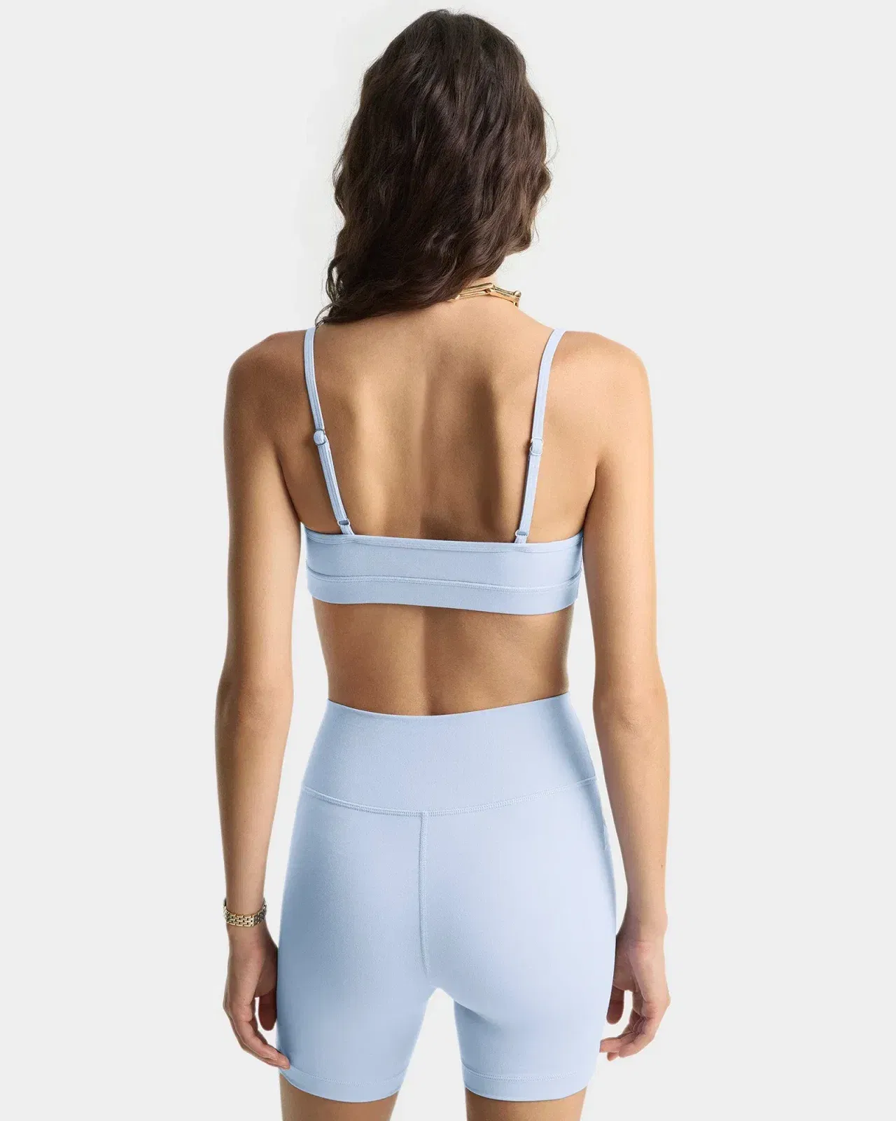 Signature Logo Mini Sports Bra - Faded Blue/White