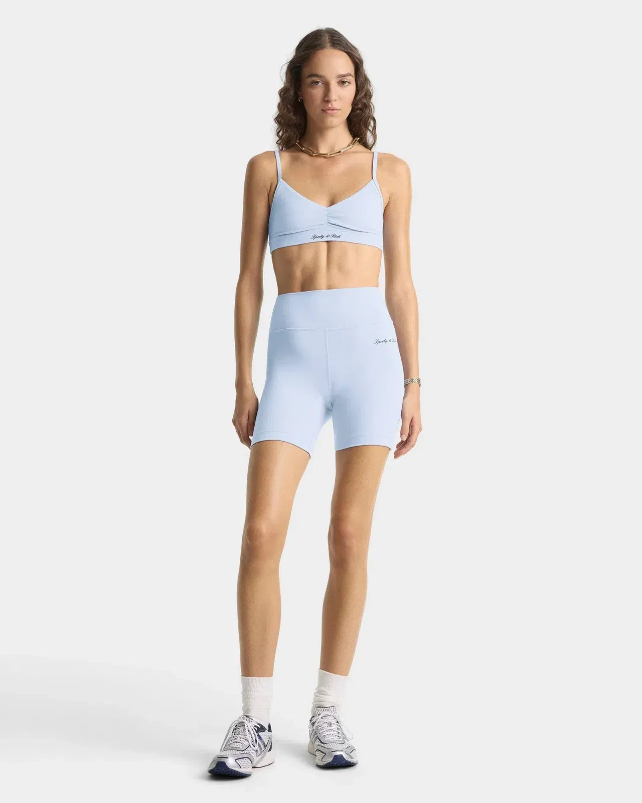 Signature Logo Mini Sports Bra - Faded Blue/White
