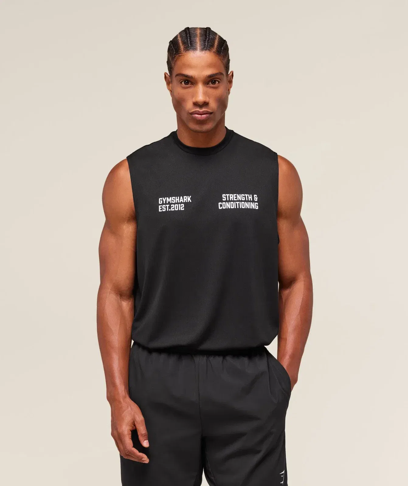 Gymshark S&C Graphic Cut Off Tank - Black