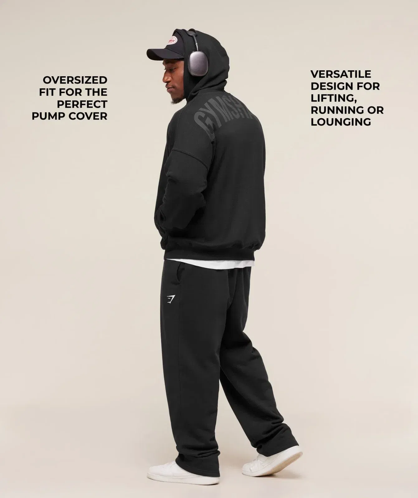 Gymshark Power Zip Up Hoodie - Black/Asphalt Grey