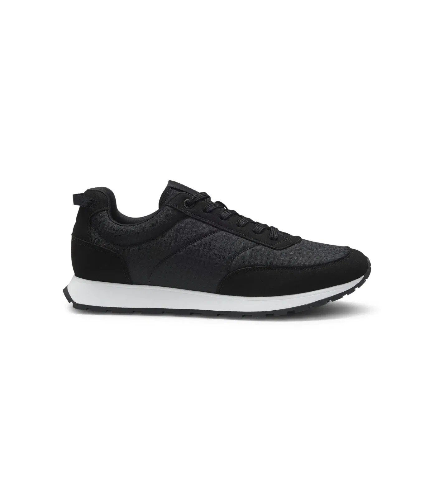 Hugo Running Inspired Trainers With Monogram Jacquard Uppers Black Black