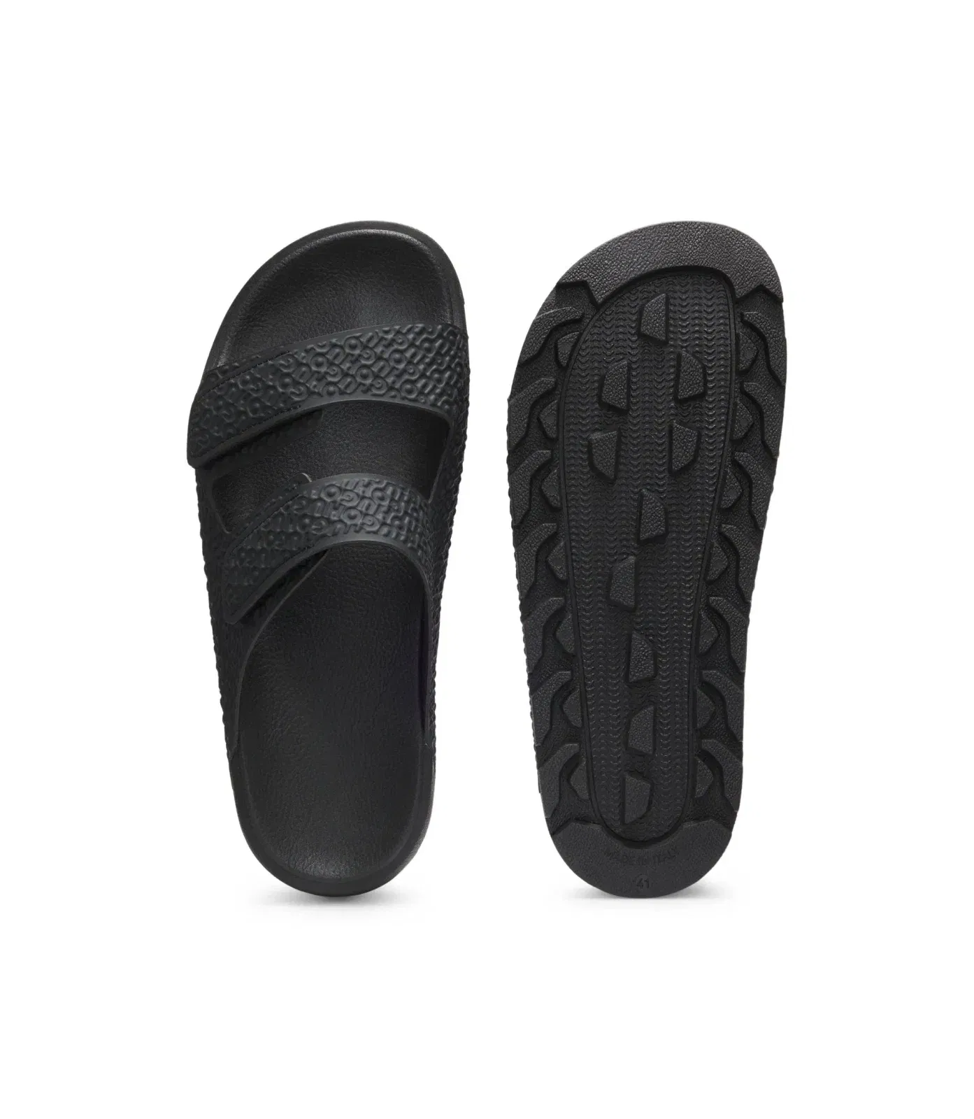 Hugo Monogram Sandals With Riptape Straps Black Black