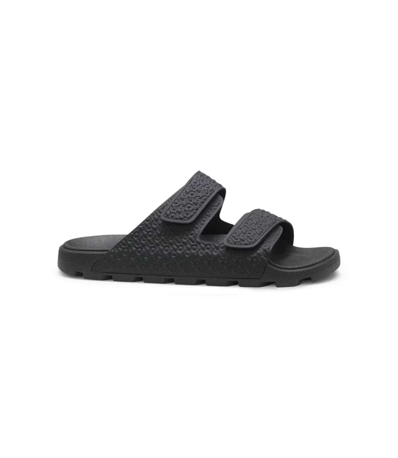 Hugo Monogram Sandals With Riptape Straps Black Black