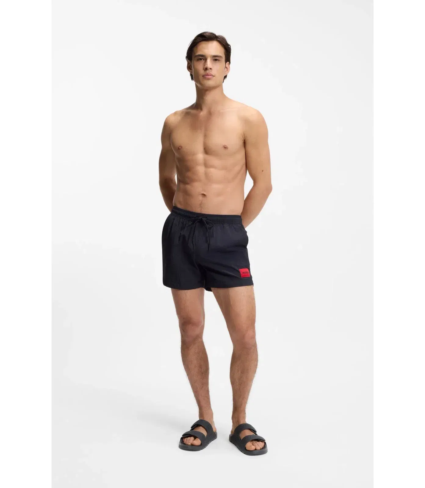 Hugo Monogram Sandals With Riptape Straps Black Black