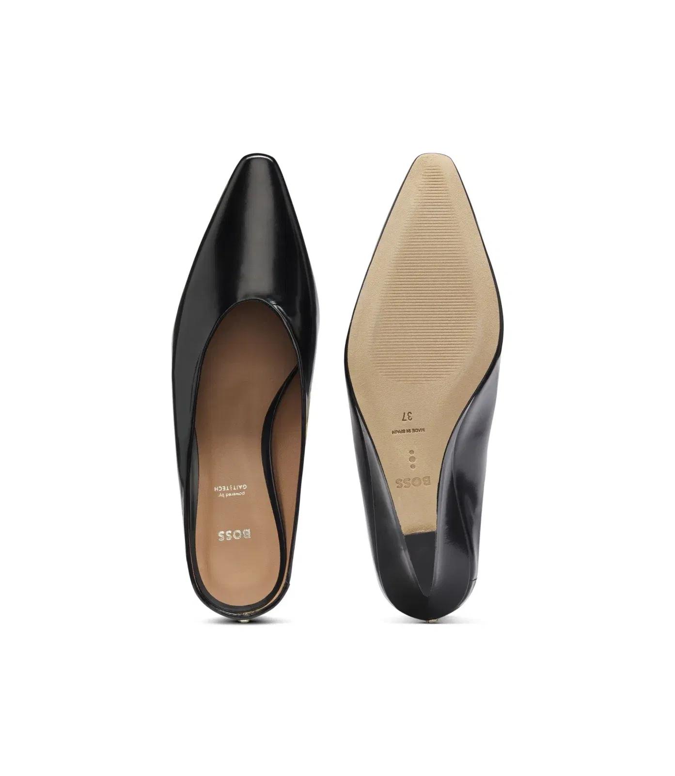 Boss Wedge Heel Mules In Leather Black Womens Black