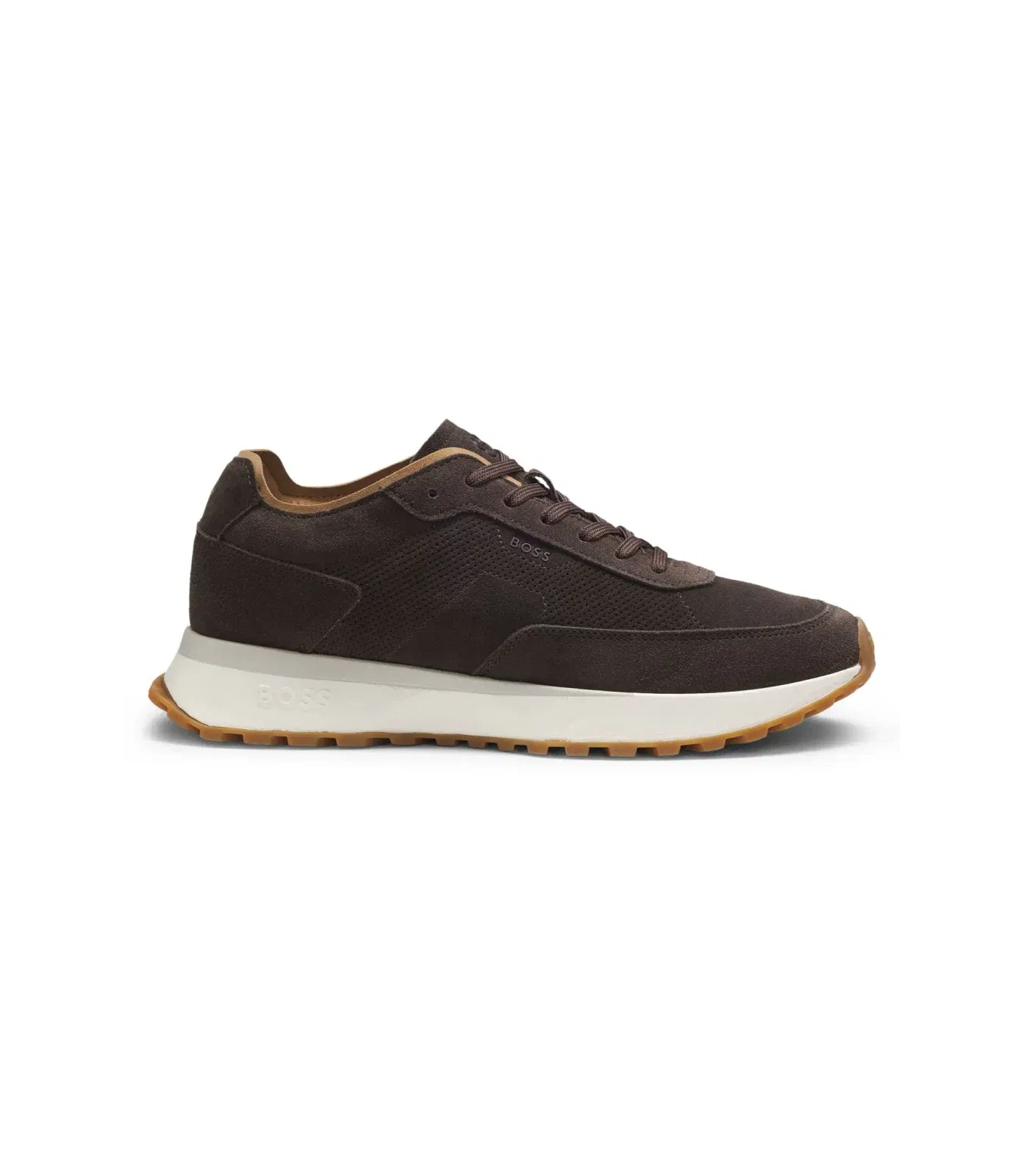 Boss Suede Sneakers With Perforations Dark Brown Dark Brown