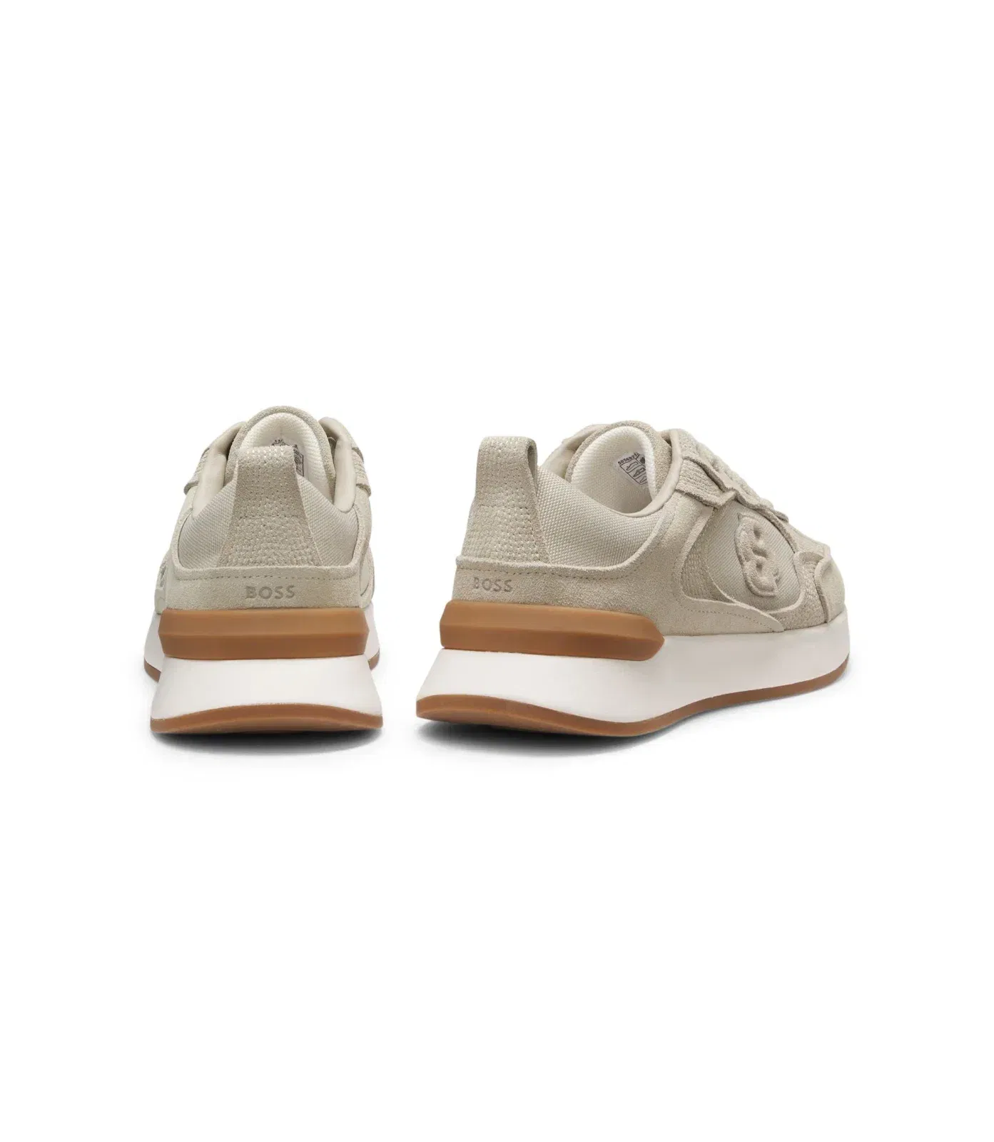 Boss Suede Sneakers With Double B Monogram Light Beige Womens Light Beige