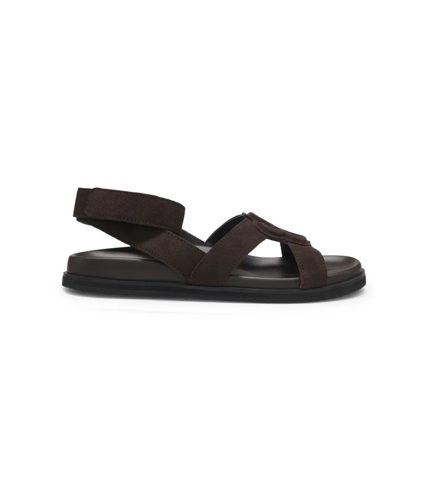 Boss Suede Sandals With Double B Monogram Dark Brown Womens Dark Brown