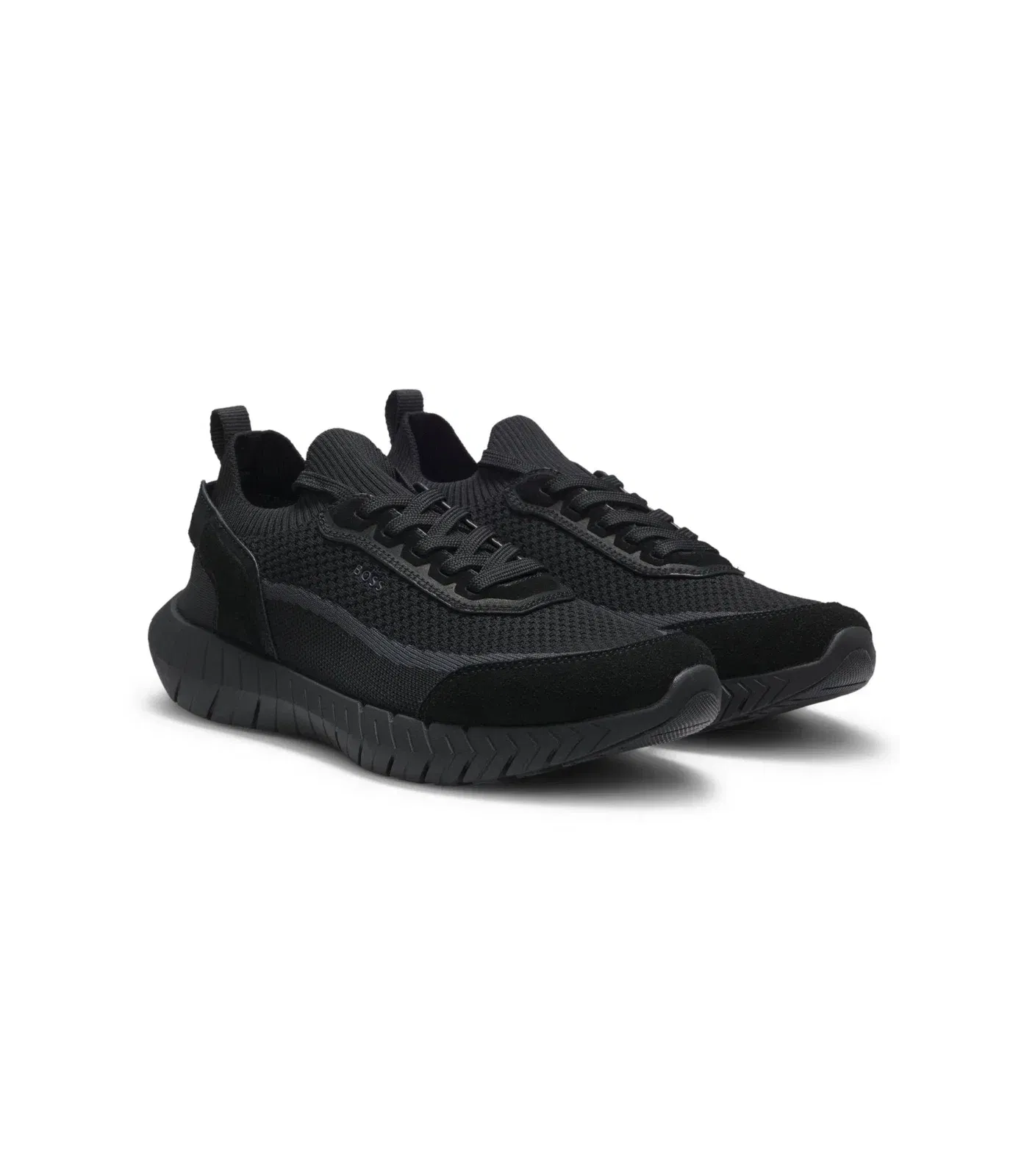 Boss Sock Sneakers With Suede Trims Black Black