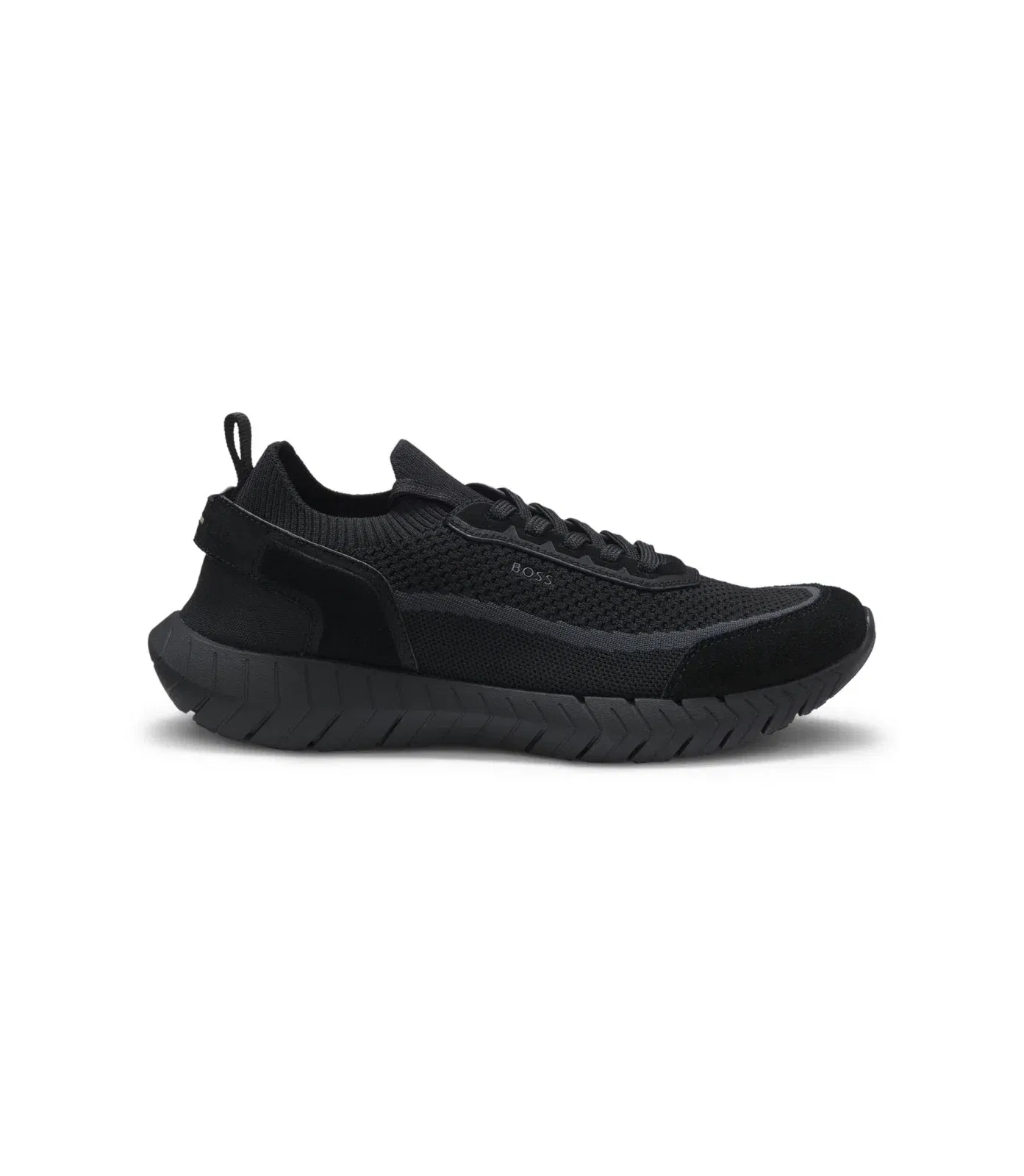 Boss Sock Sneakers With Suede Trims Black Black
