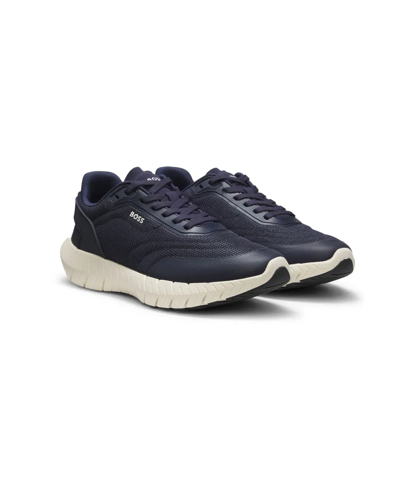 Boss Running Sneakers With Leather Trims Dark Blue Dark Blue