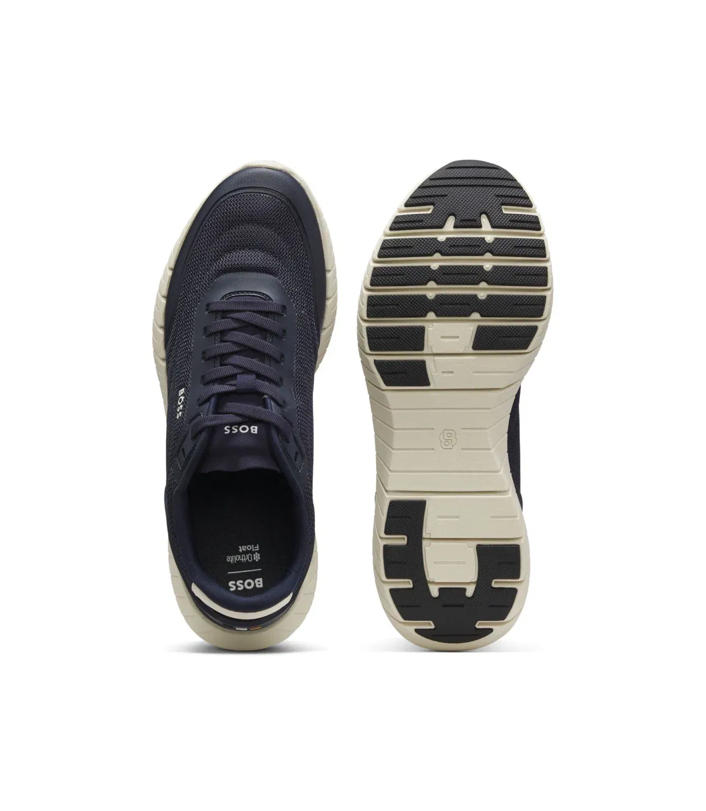 Boss Running Sneakers With Leather Trims Dark Blue Dark Blue