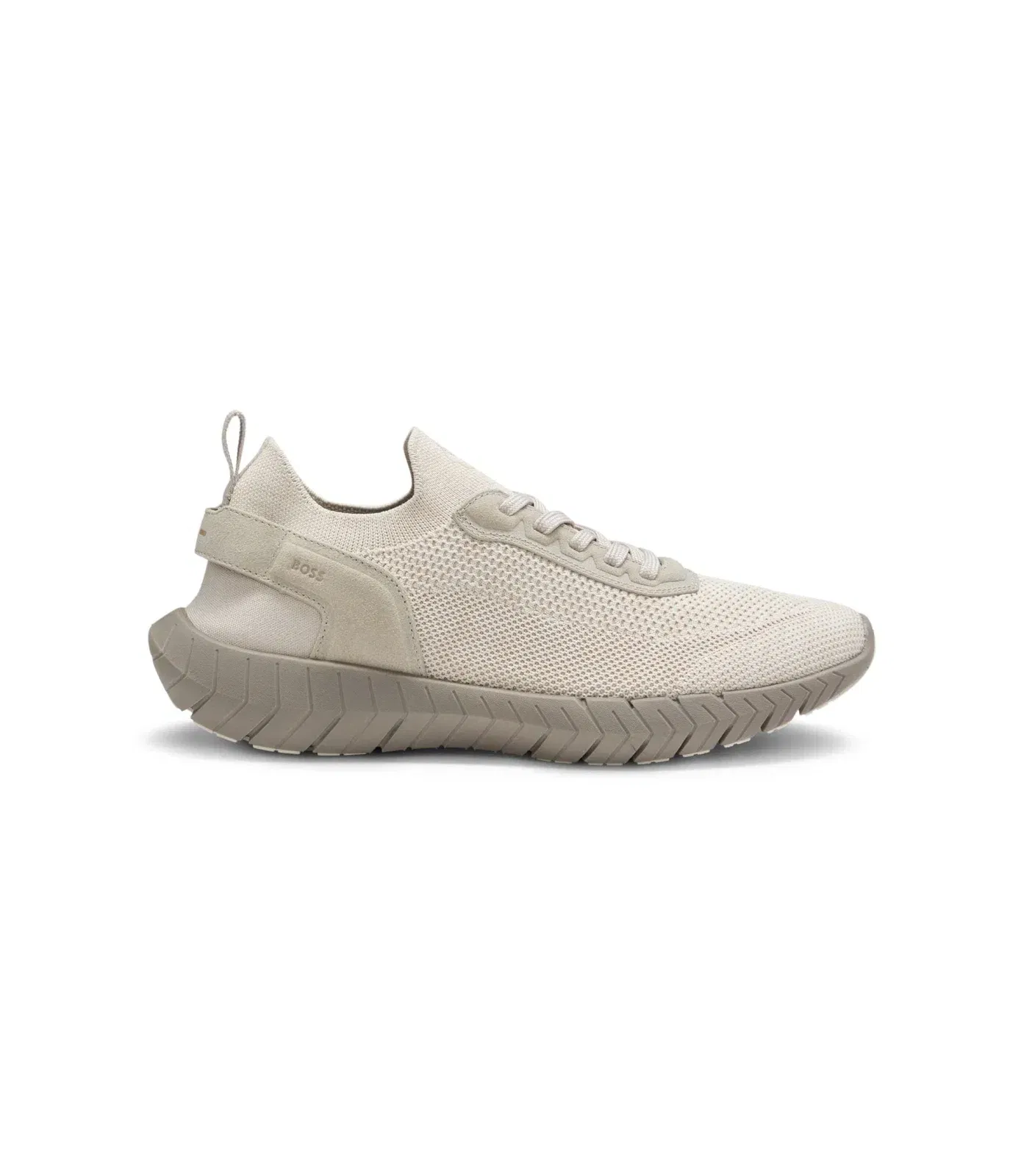 Boss Motion Sneakers With Knitted Uppers And Leather Trims Light Beige Light Beige