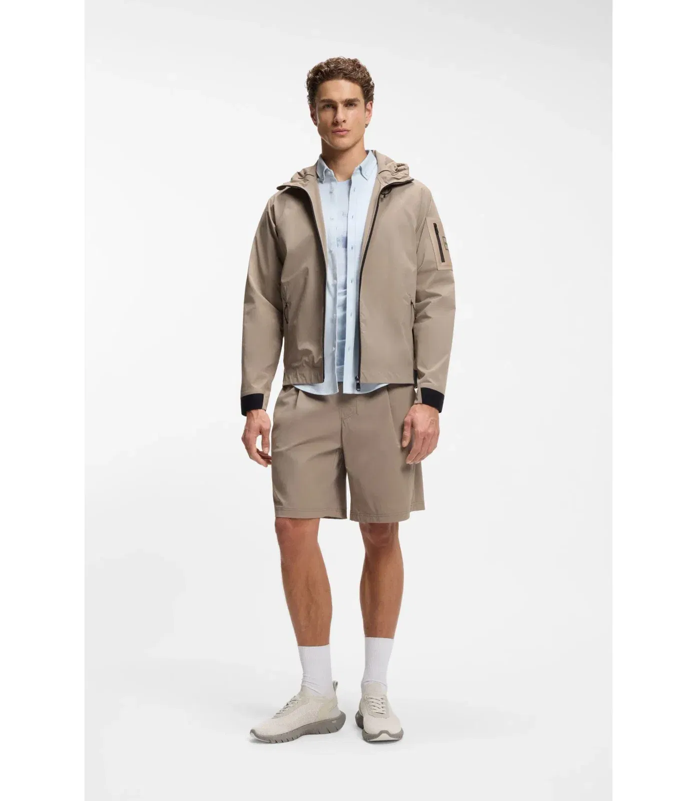 Boss Motion Sneakers With Knitted Uppers And Leather Trims Light Beige Light Beige