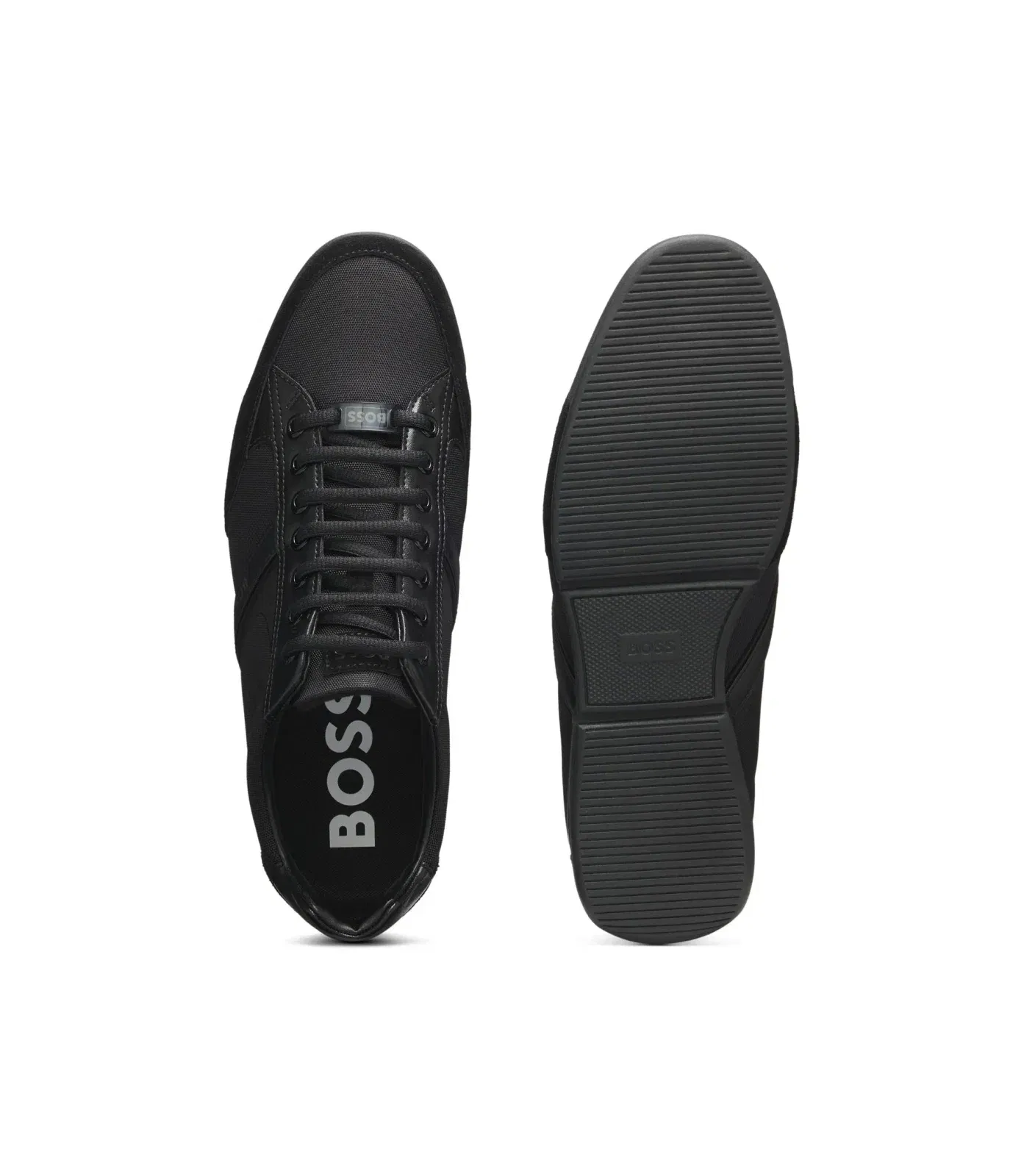 Boss Mixed Material Sneakers With Suede And Faux Leather Black Black