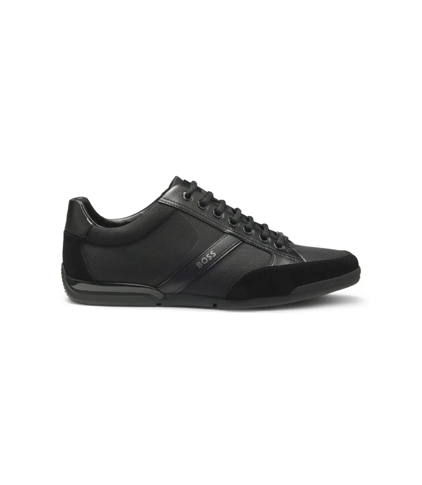 Boss Mixed Material Sneakers With Suede And Faux Leather Black Black