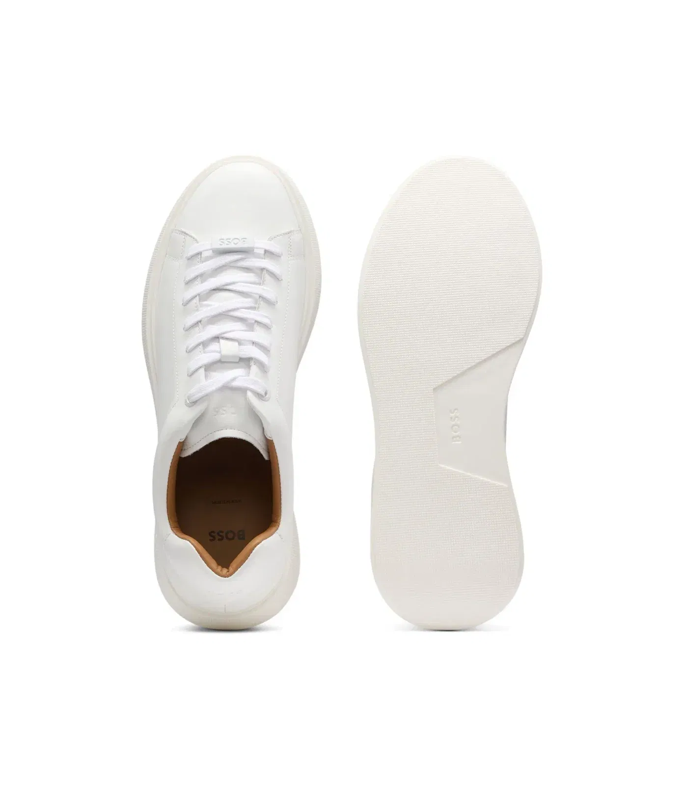 Boss Leather Sneakers With Rubber Outsole White White