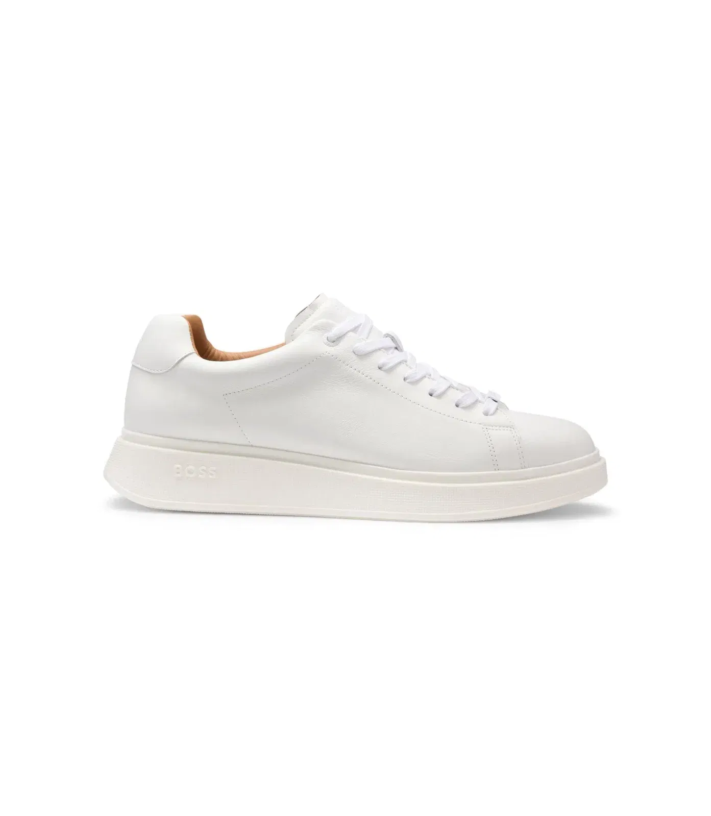 Boss Leather Sneakers With Rubber Outsole White White