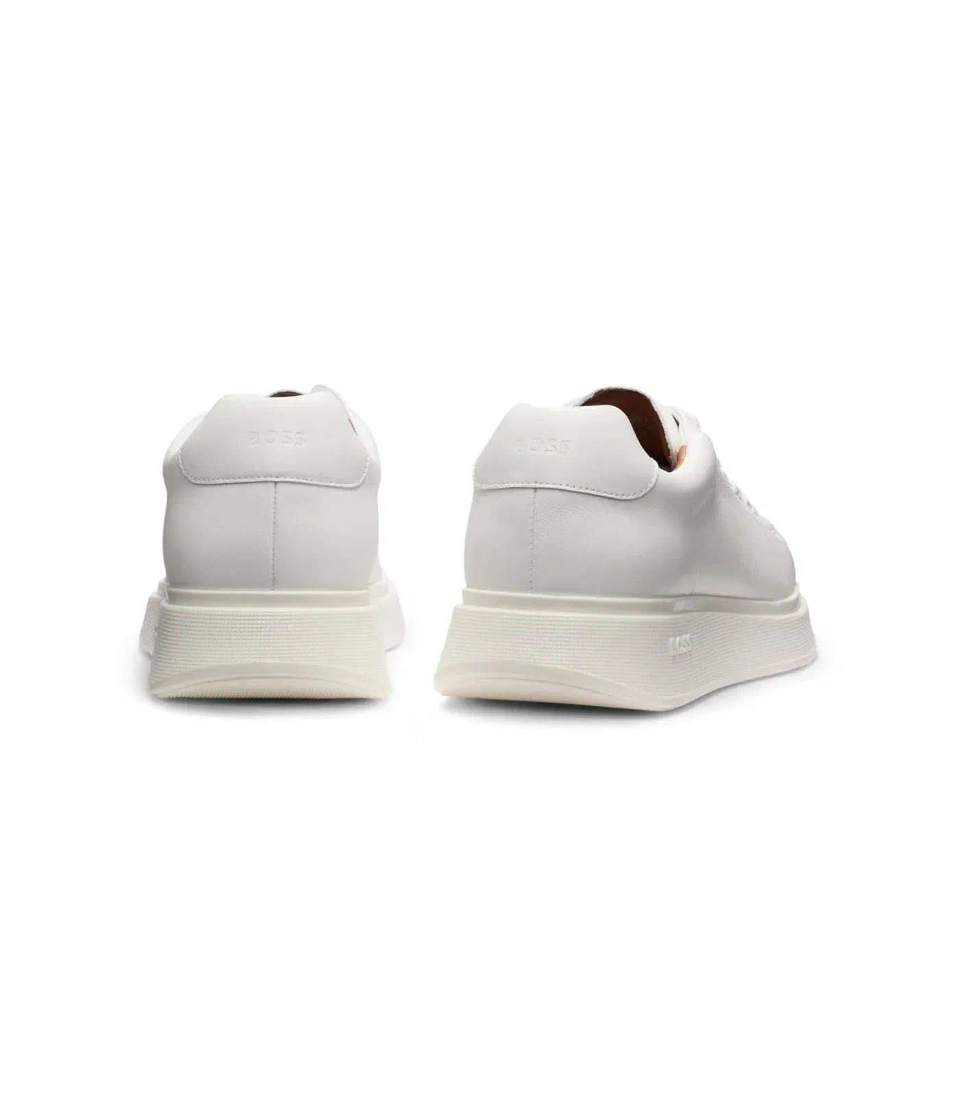 Boss Leather Sneakers With Rubber Outsole White White