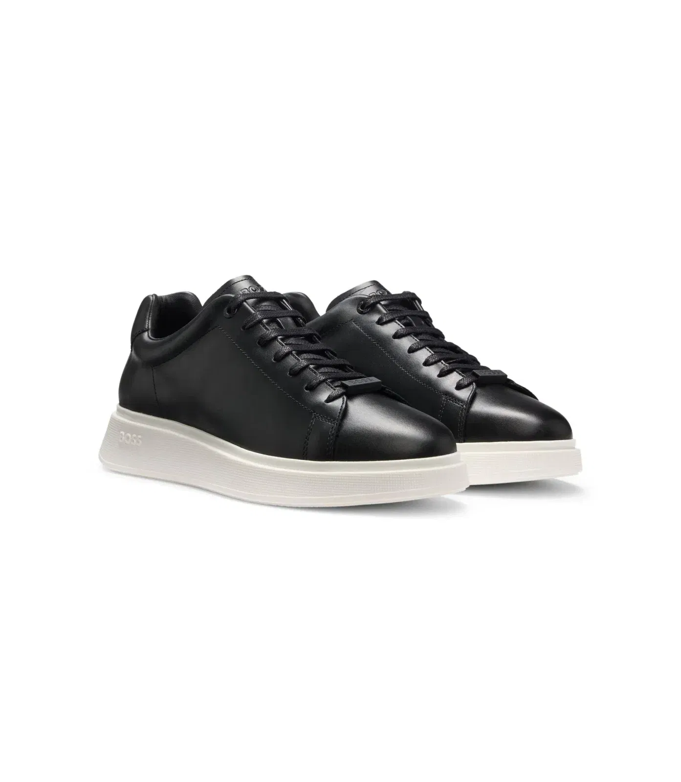 Boss Leather Sneakers With Rubber Outsole Black Black