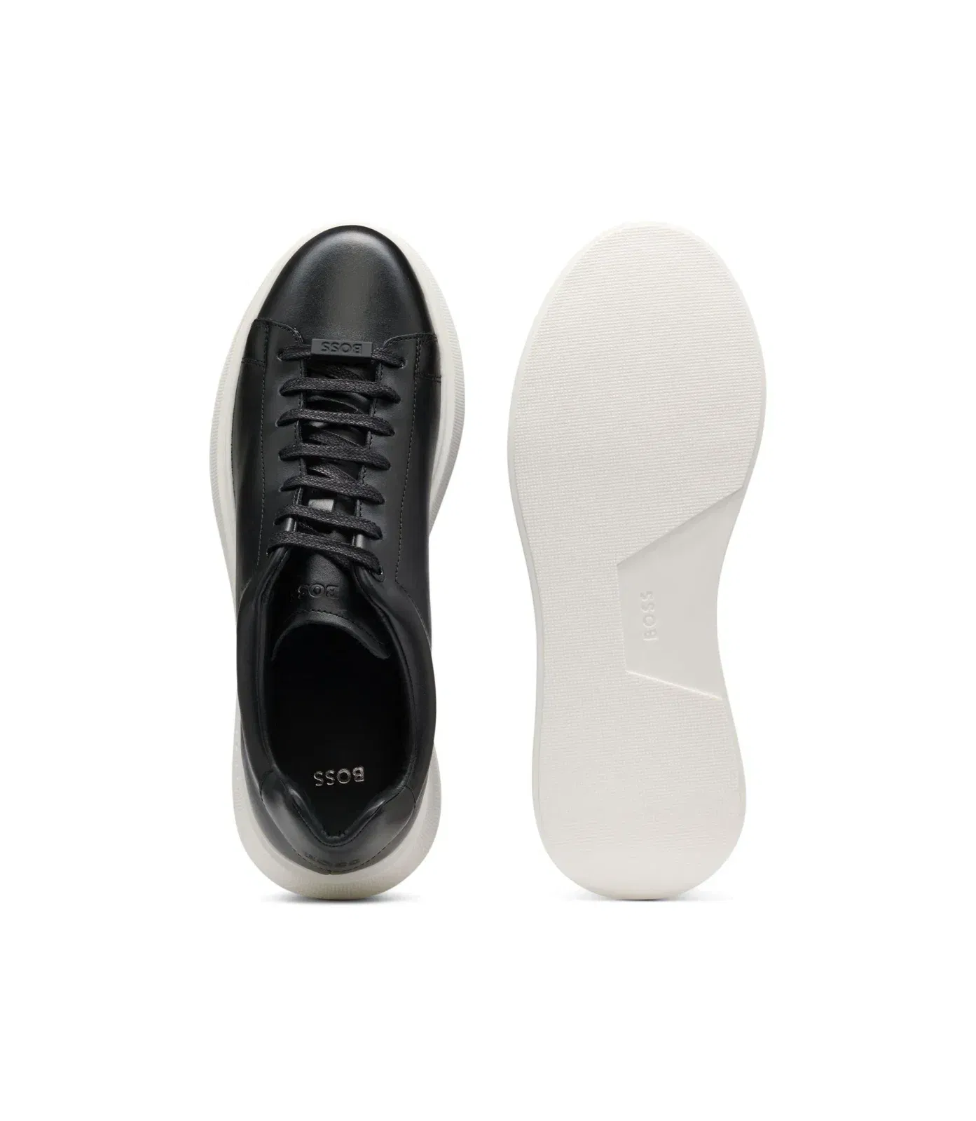 Boss Leather Sneakers With Rubber Outsole Black Black