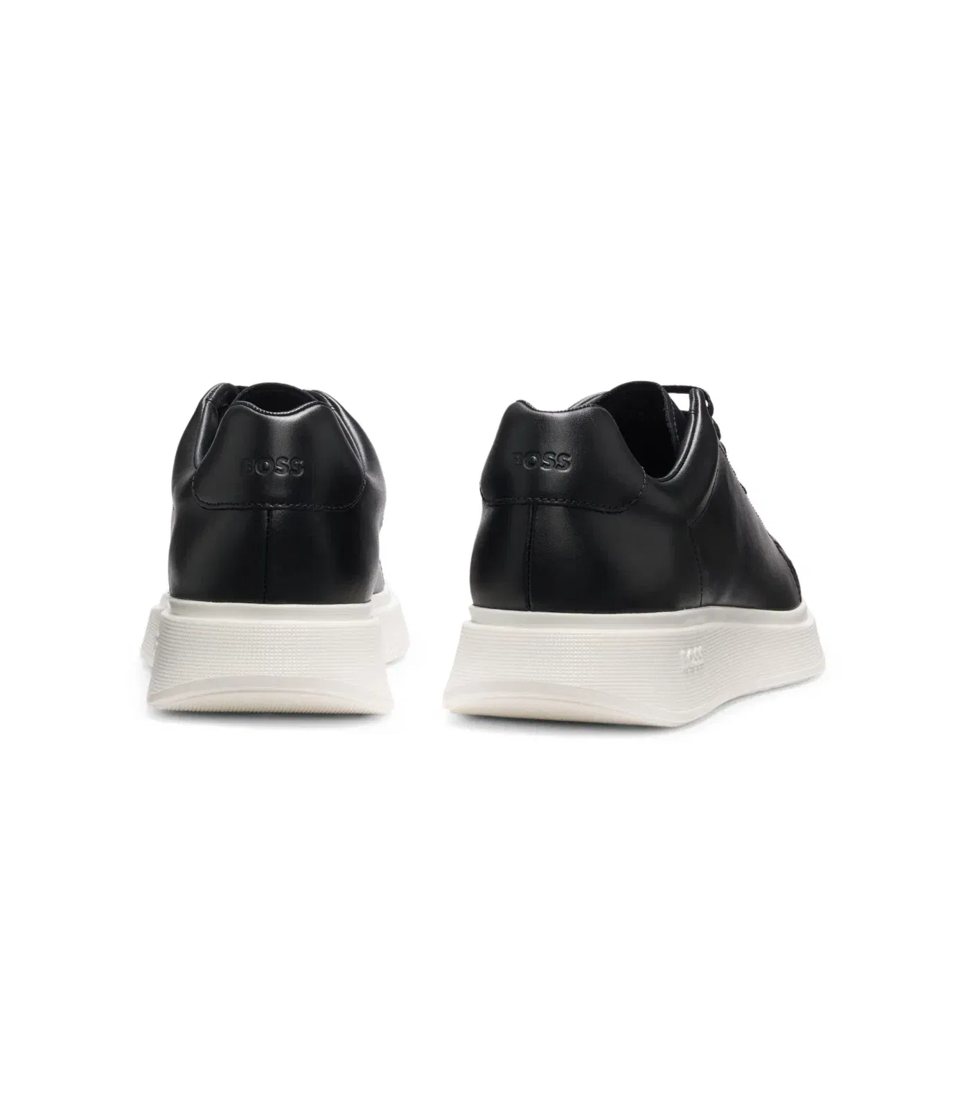 Boss Leather Sneakers With Rubber Outsole Black Black