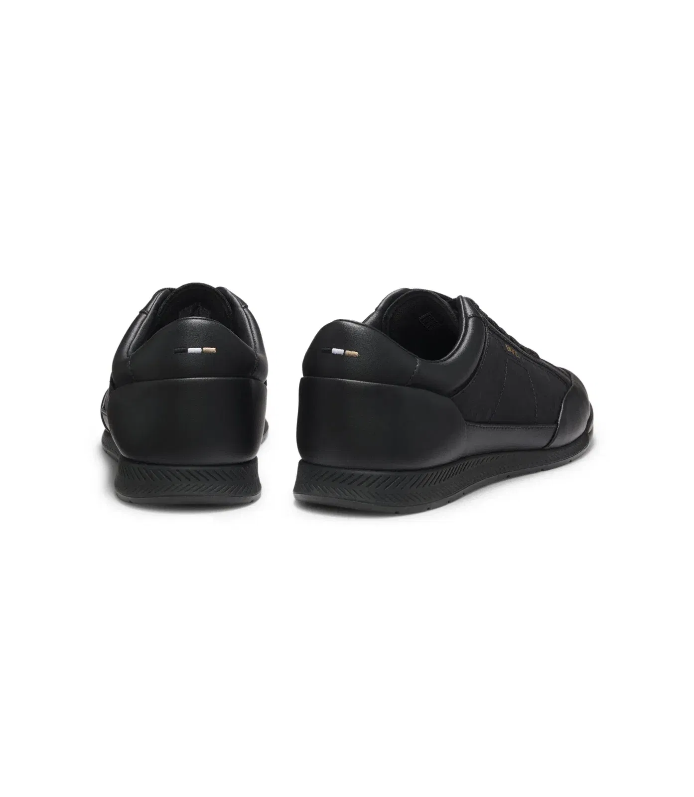 Boss Leather Sneakers With Monogram Paneling Black Black
