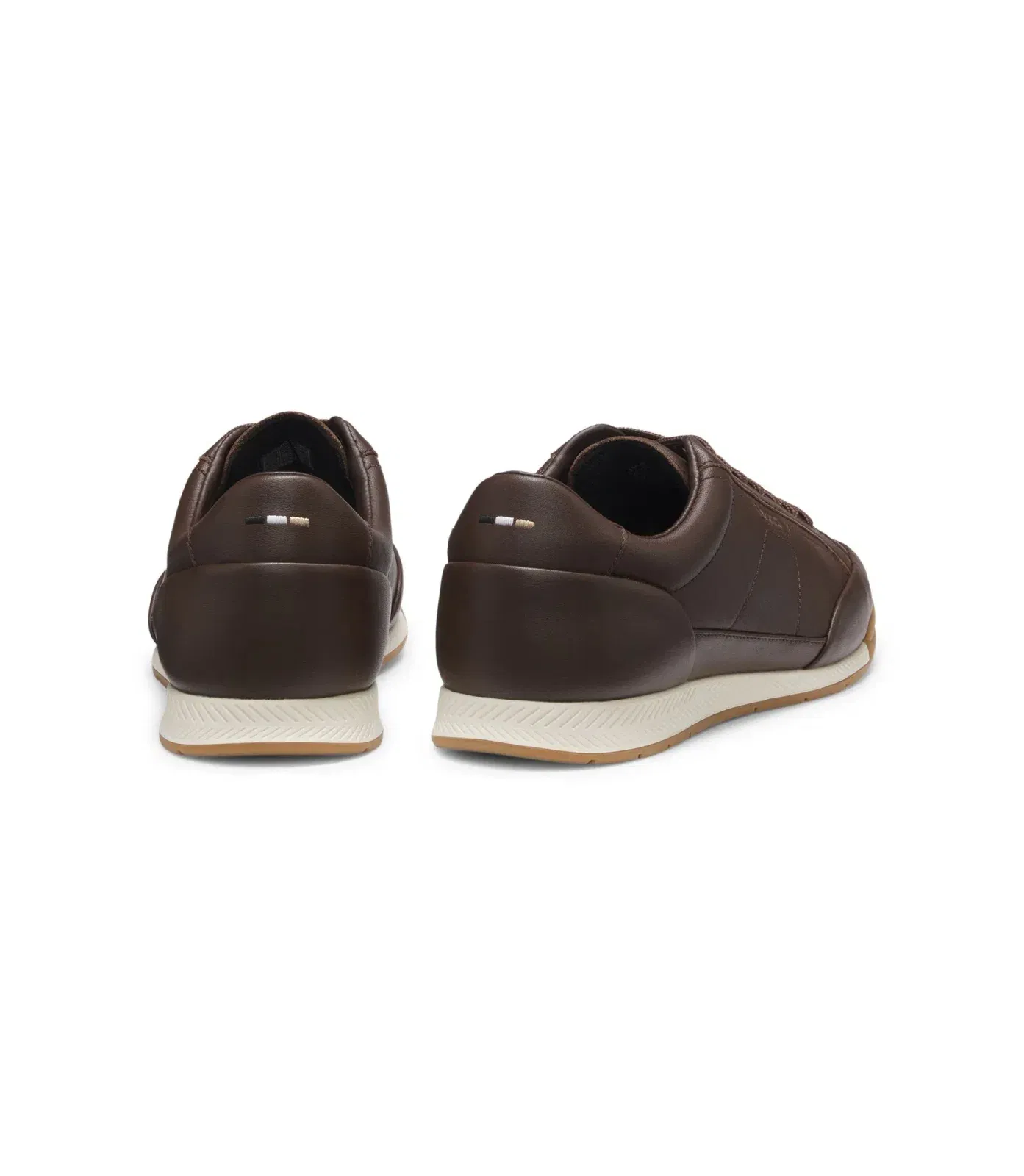 Boss Leather Sneakers With Foil Logo Dark Brown Dark Brown