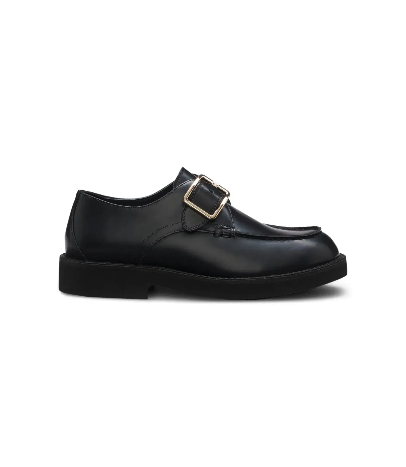 Boss Leather Monk Shoes With Buckled Strap Black Womens Black