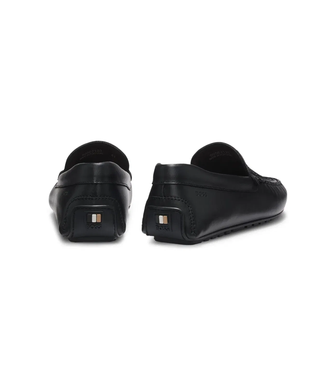 Boss Leather Moccasins With Woven Vamp Black Black