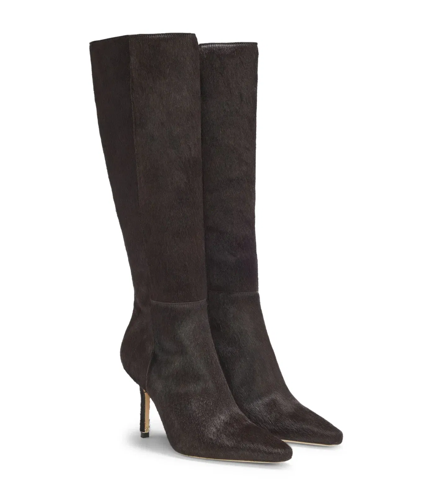 Boss Knee Boots In Pony Hair Leather Dark Purple Womens Dark Purple