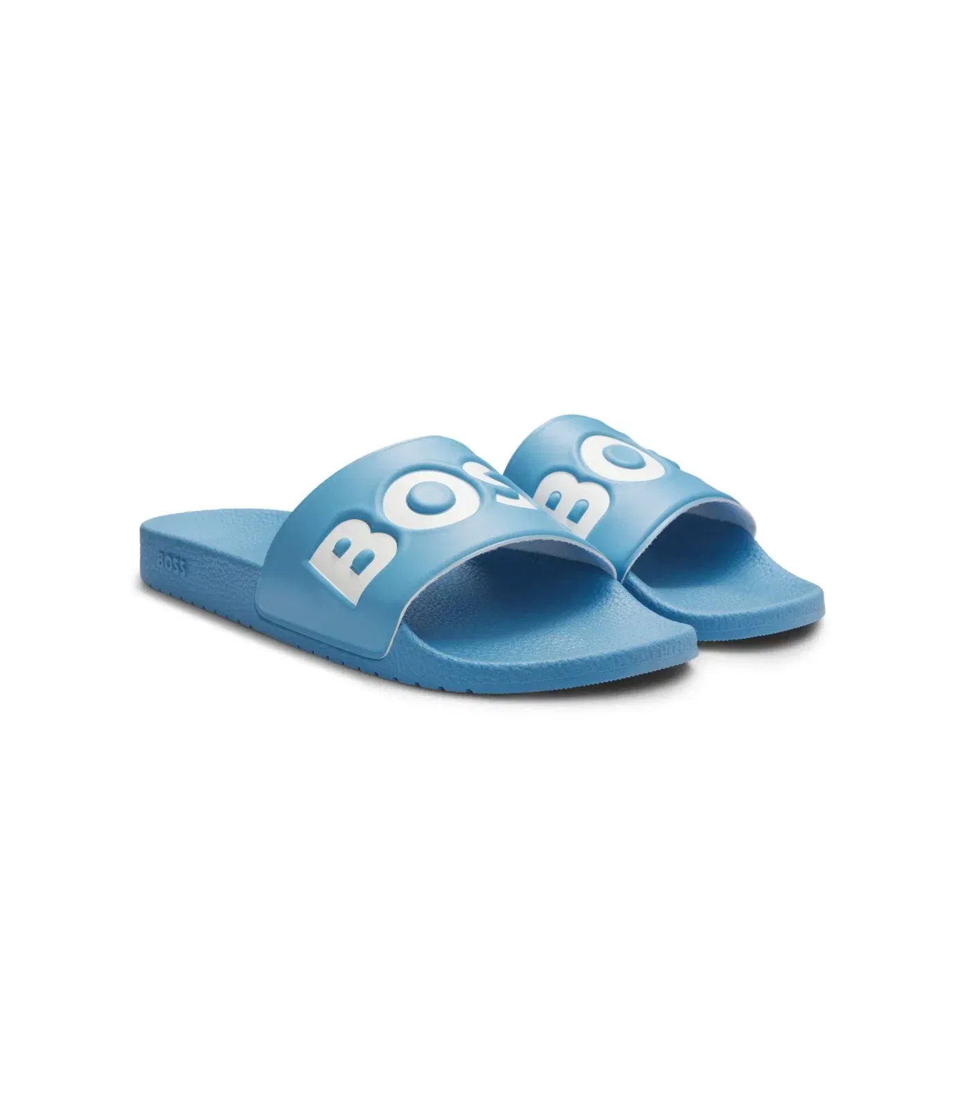 Boss Italian Made Slides With Large Logo Detail Turquoise Turquoise