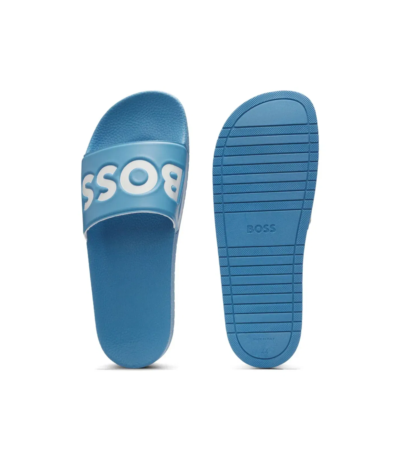 Boss Italian Made Slides With Large Logo Detail Turquoise Turquoise