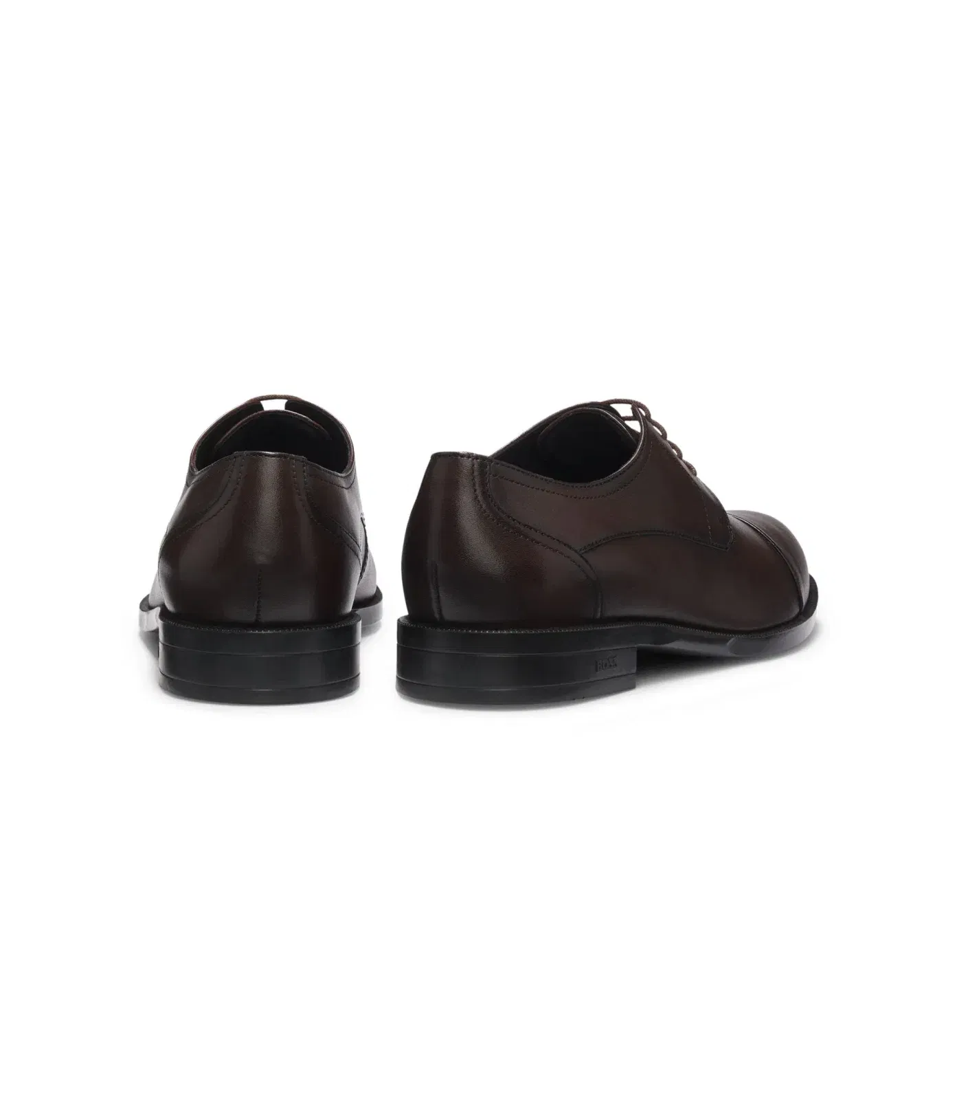 Boss Italian Made Derby Shoes In Leather With Cap Toe Dark Brown Dark Brown