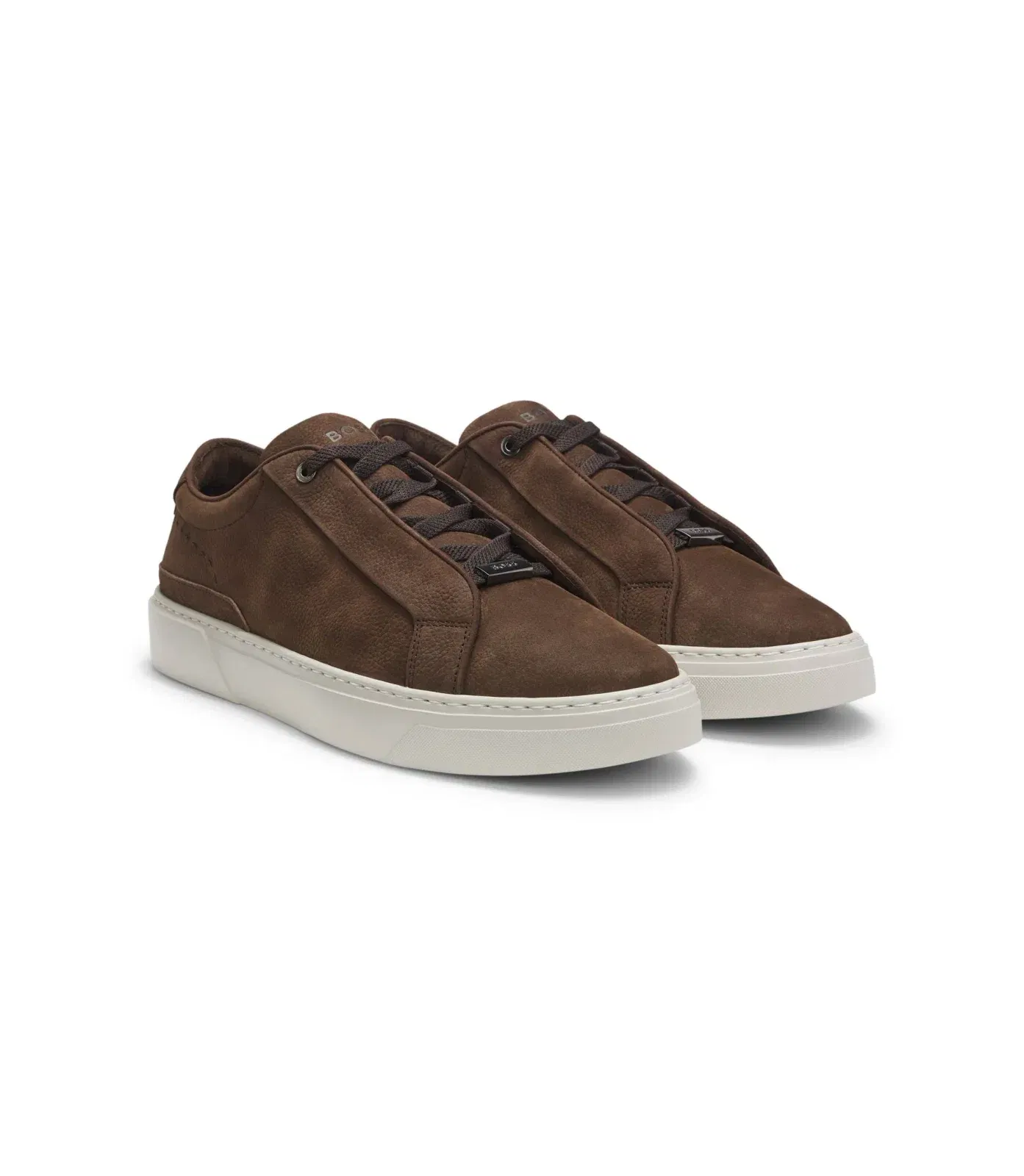 Boss Gary Trainers In Nubuck Dark Brown Dark Brown