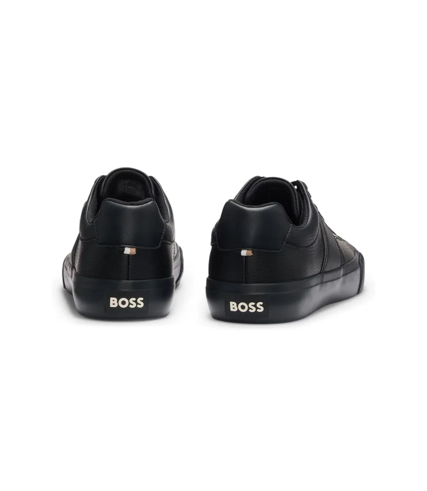 Boss Faux Leather Trainers With Grained And Plain Textures Black Black
