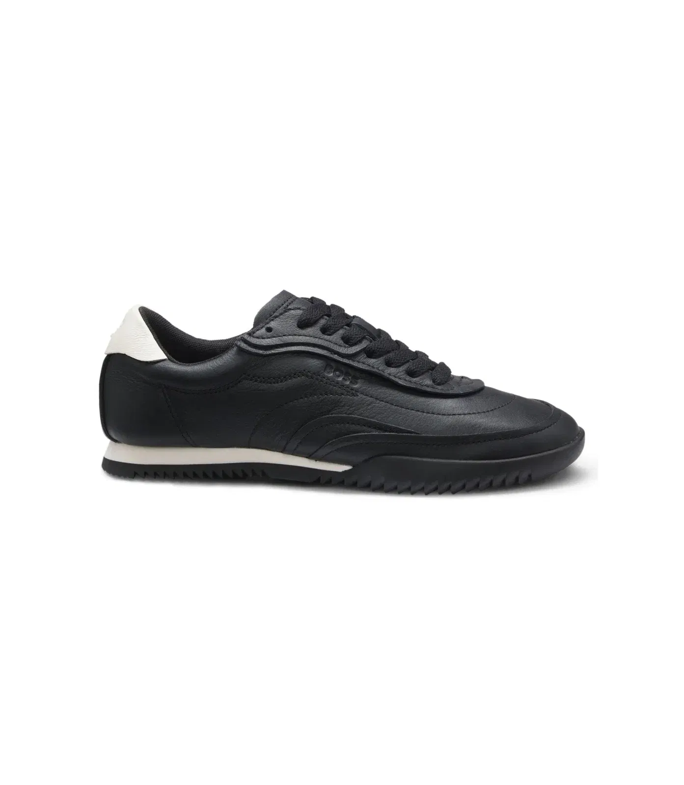 Boss Embossed Logo Trainers In Leather Black Womens Black