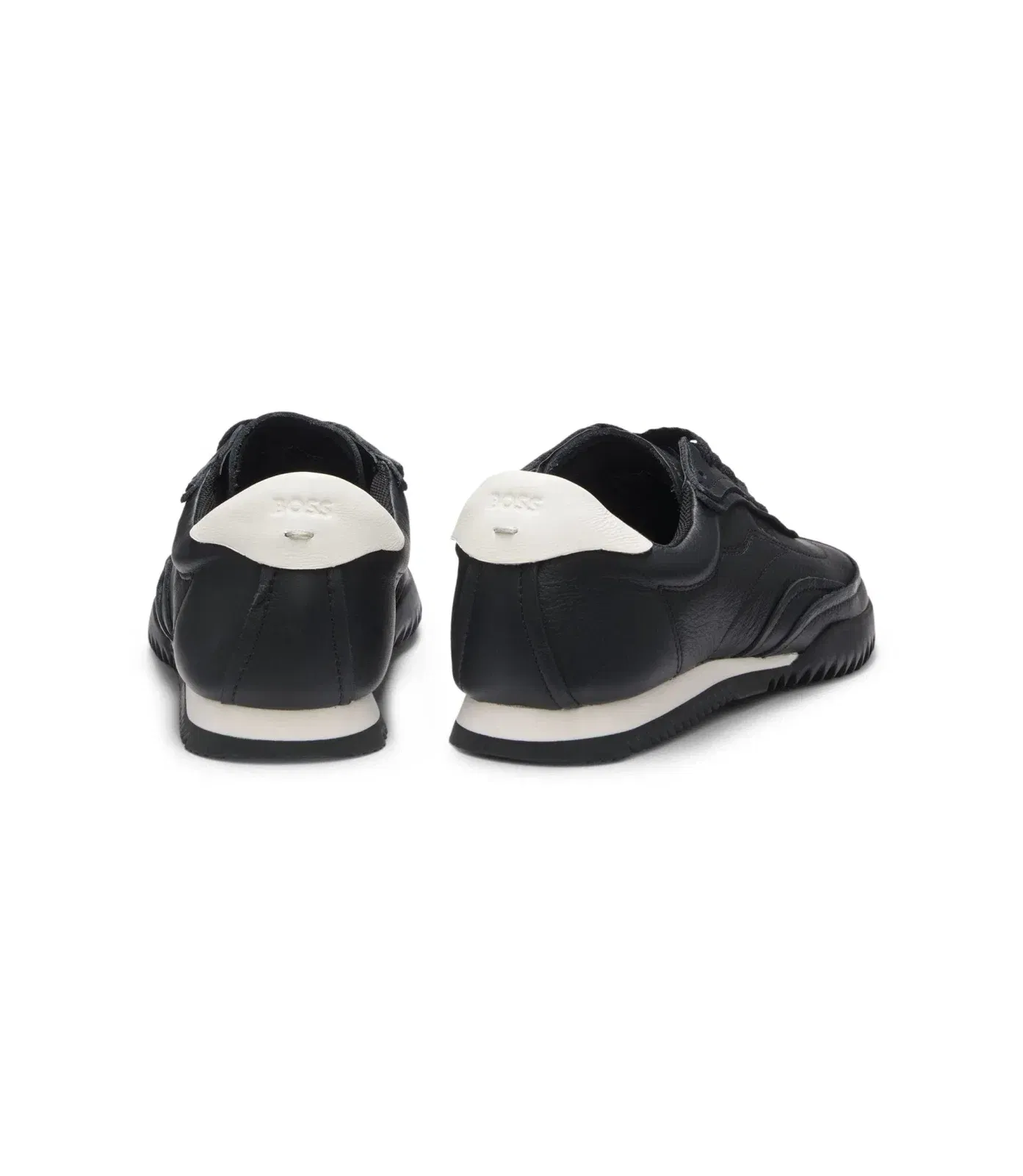 Boss Embossed Logo Trainers In Leather Black Womens Black