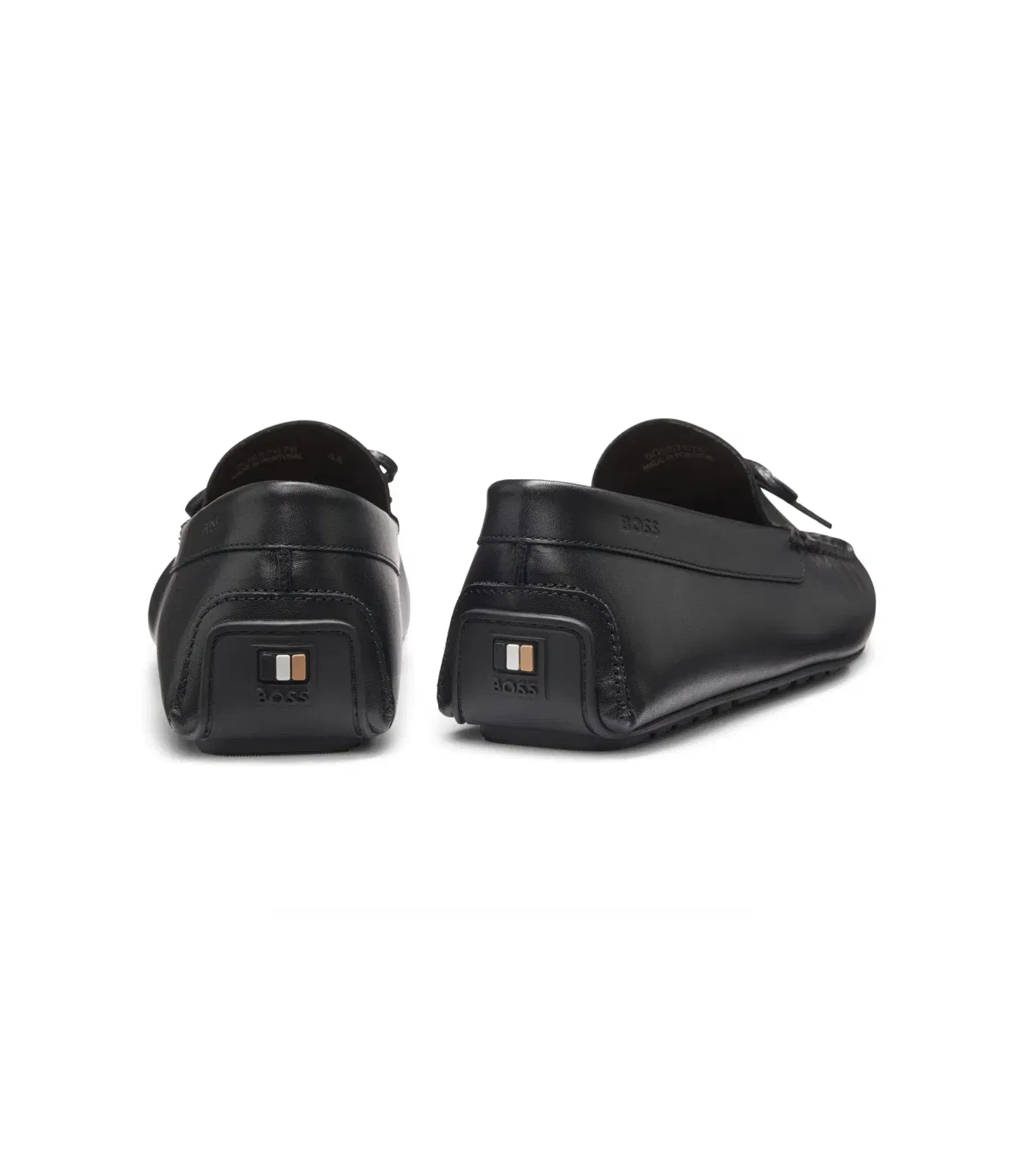 Boss Bow Trim Driver Moccasins In Leather Black Black