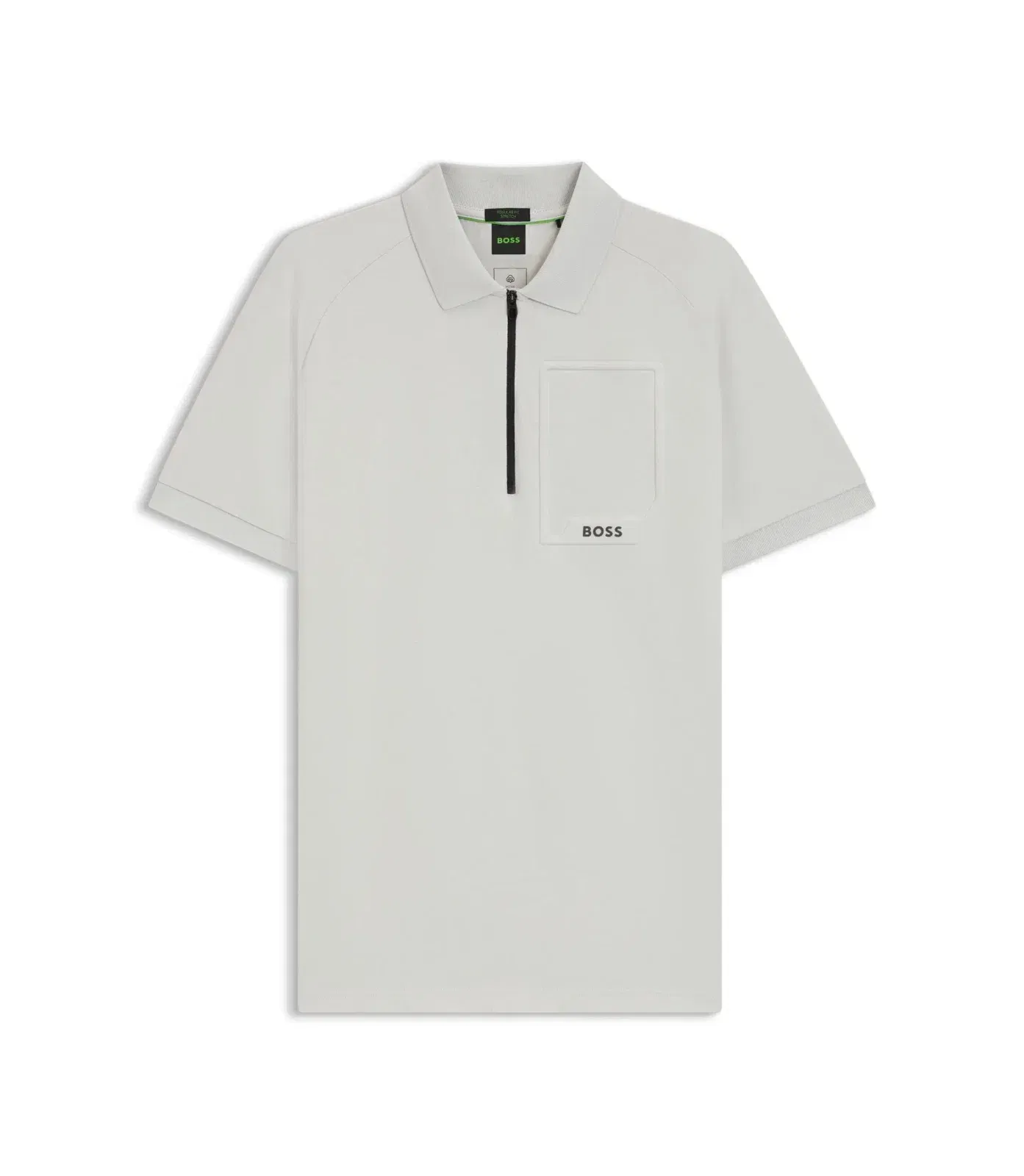 Boss Zip Neck Polo Shirt In Moisture Wicking Fabric Light Grey