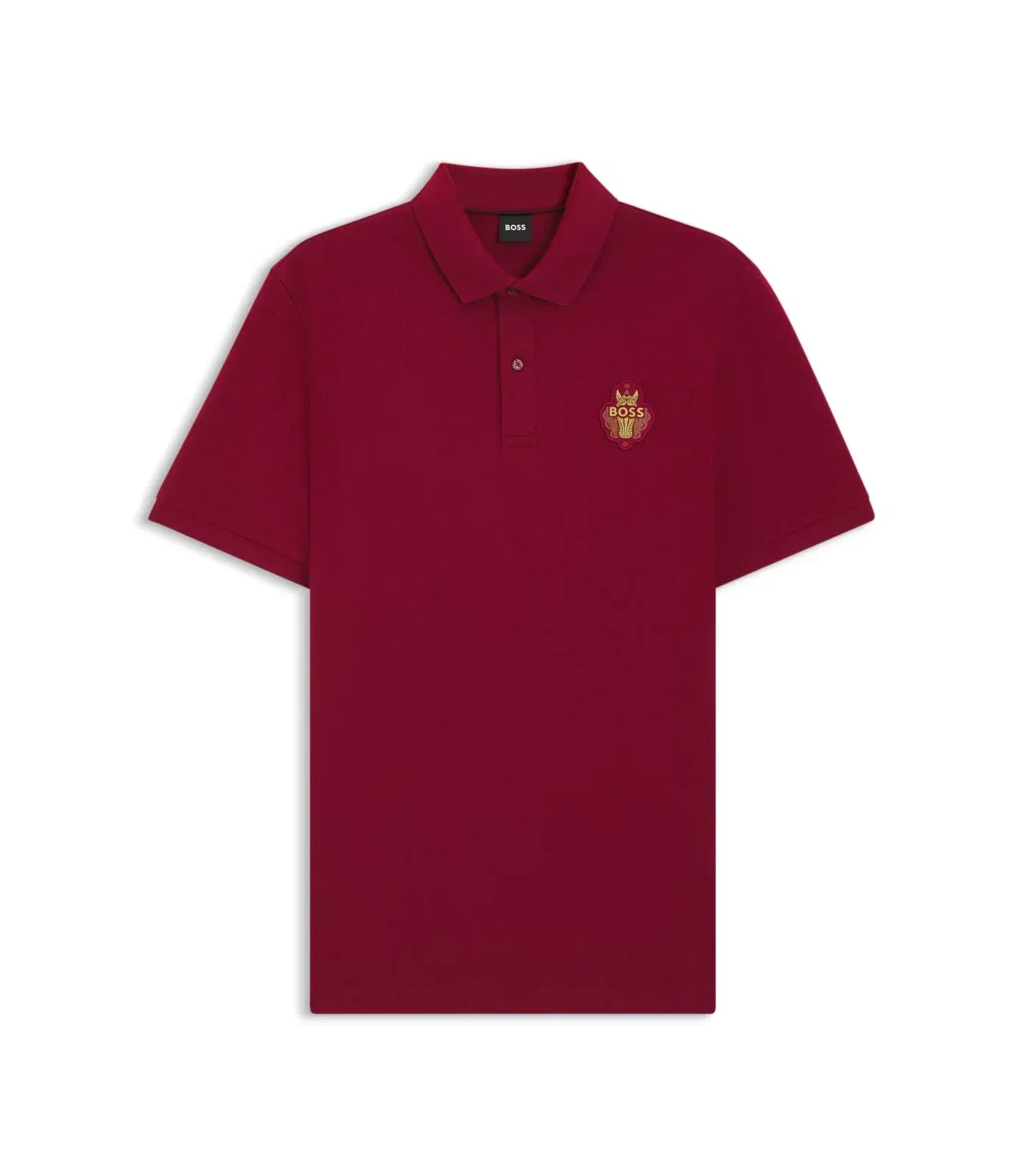 Boss Year Of The Horse Logo Artwork Polo Shirt In Cotton Piqu Red