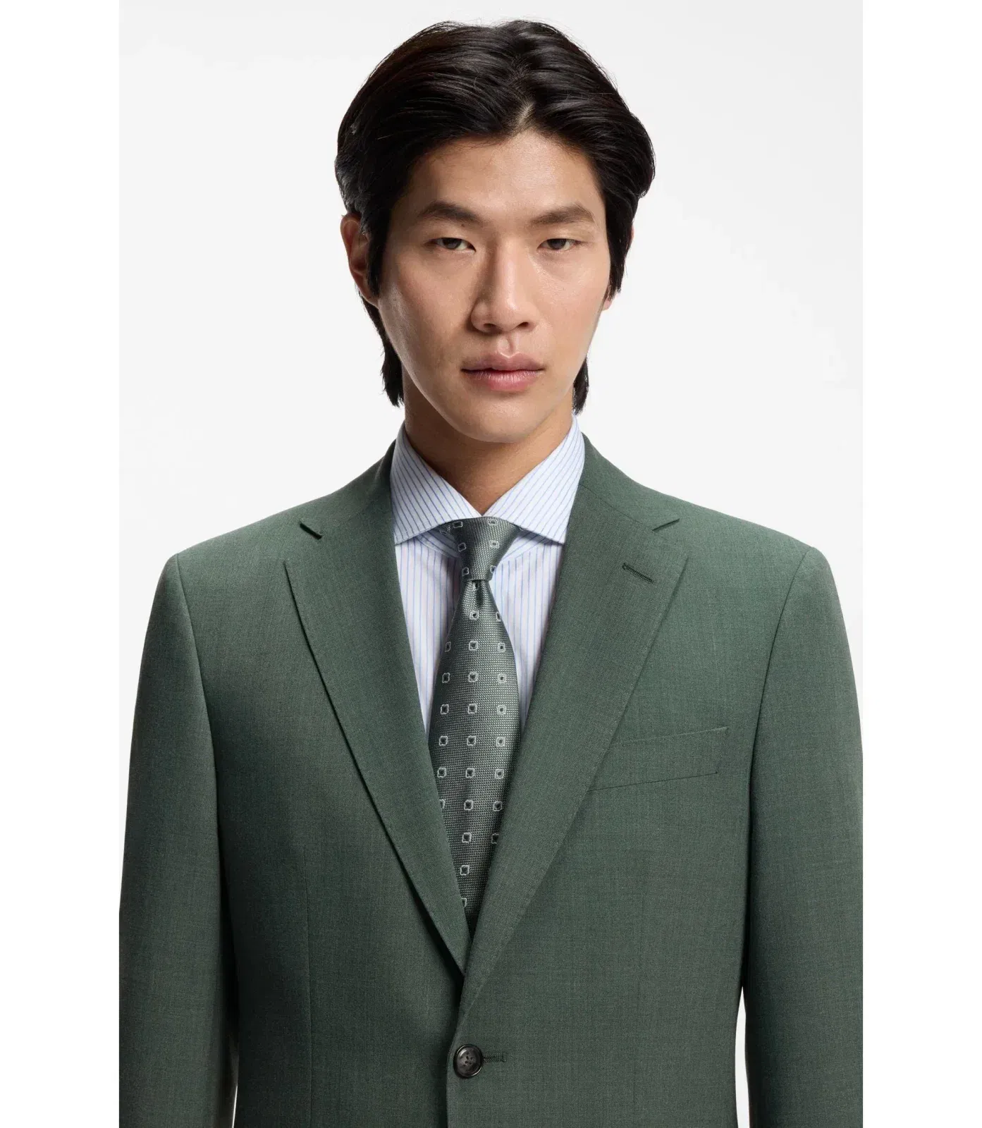 Boss Washable Slim Fit Jacket In Stretch Cloth Light Green