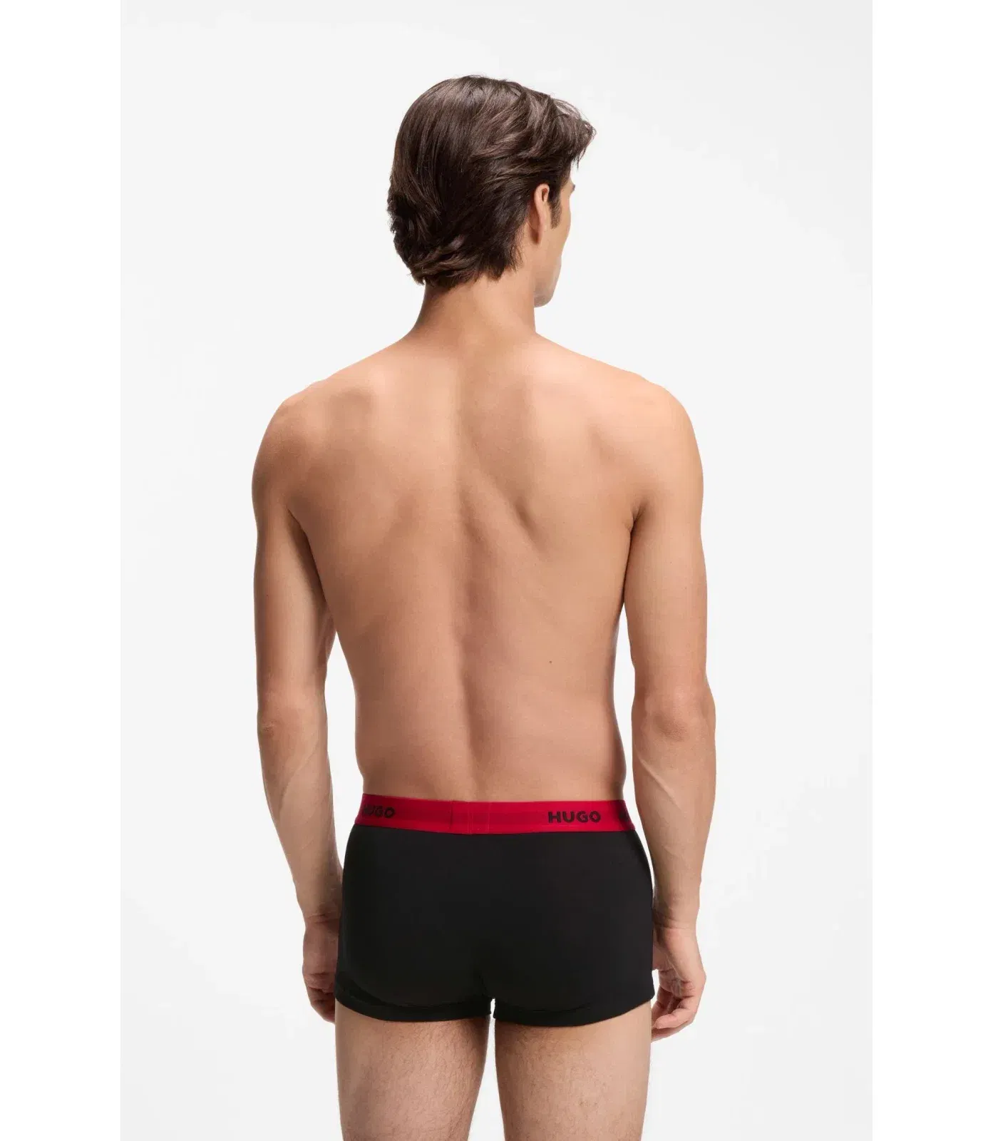 Hugo Three Pack Trunks With Jacquard Logo Waistband Dark Grey