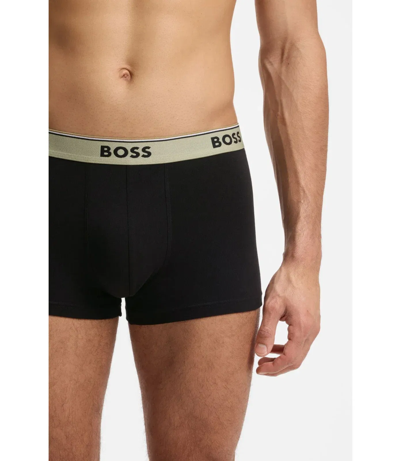 Boss Three Pack Of Trunks With Logo Waistbands Light Green